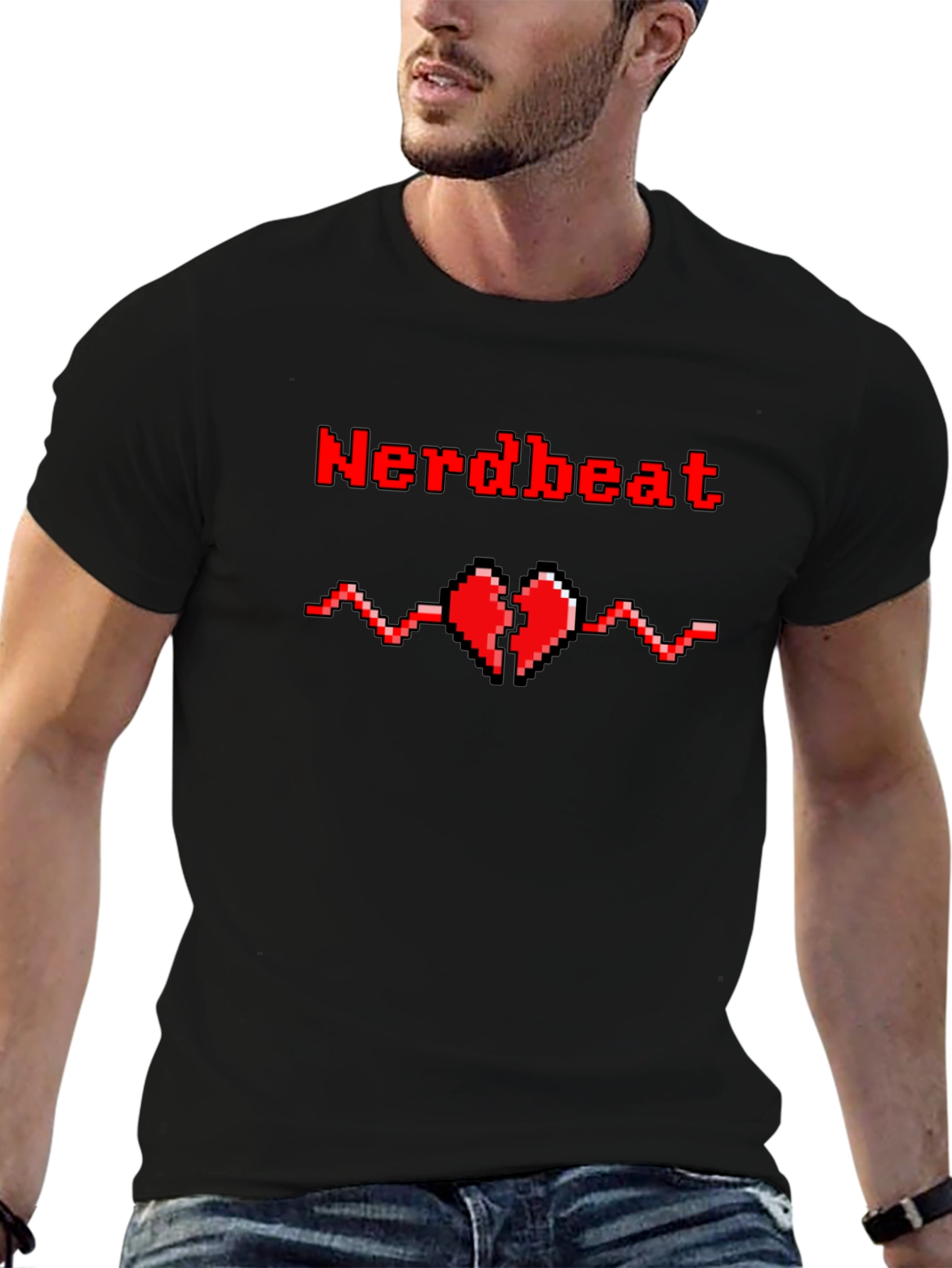 Nerdbeat Pixel Heartbeat Graphic Tee - Black