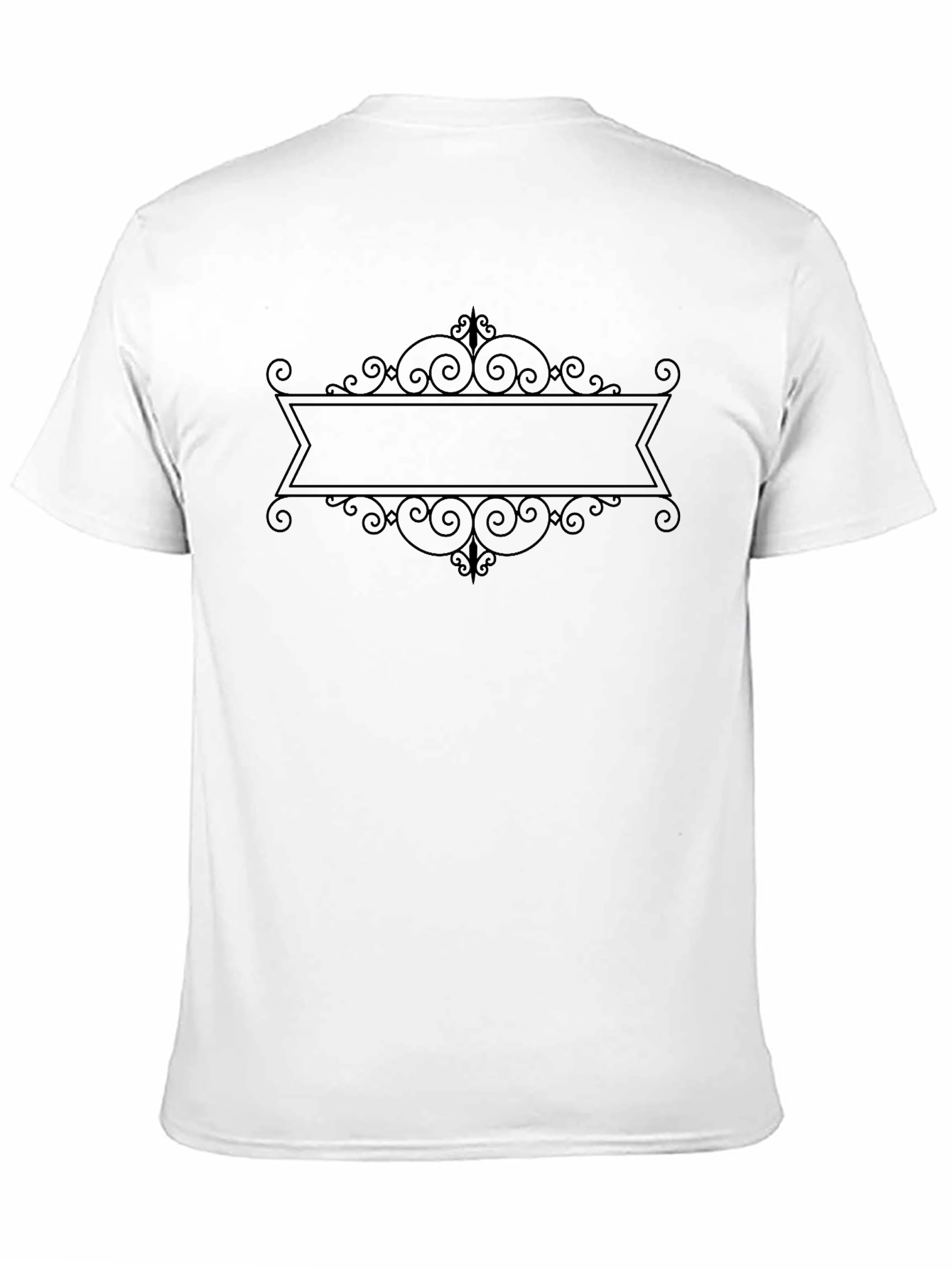 Mens Black Graphic Tee - Ornate Banner Design