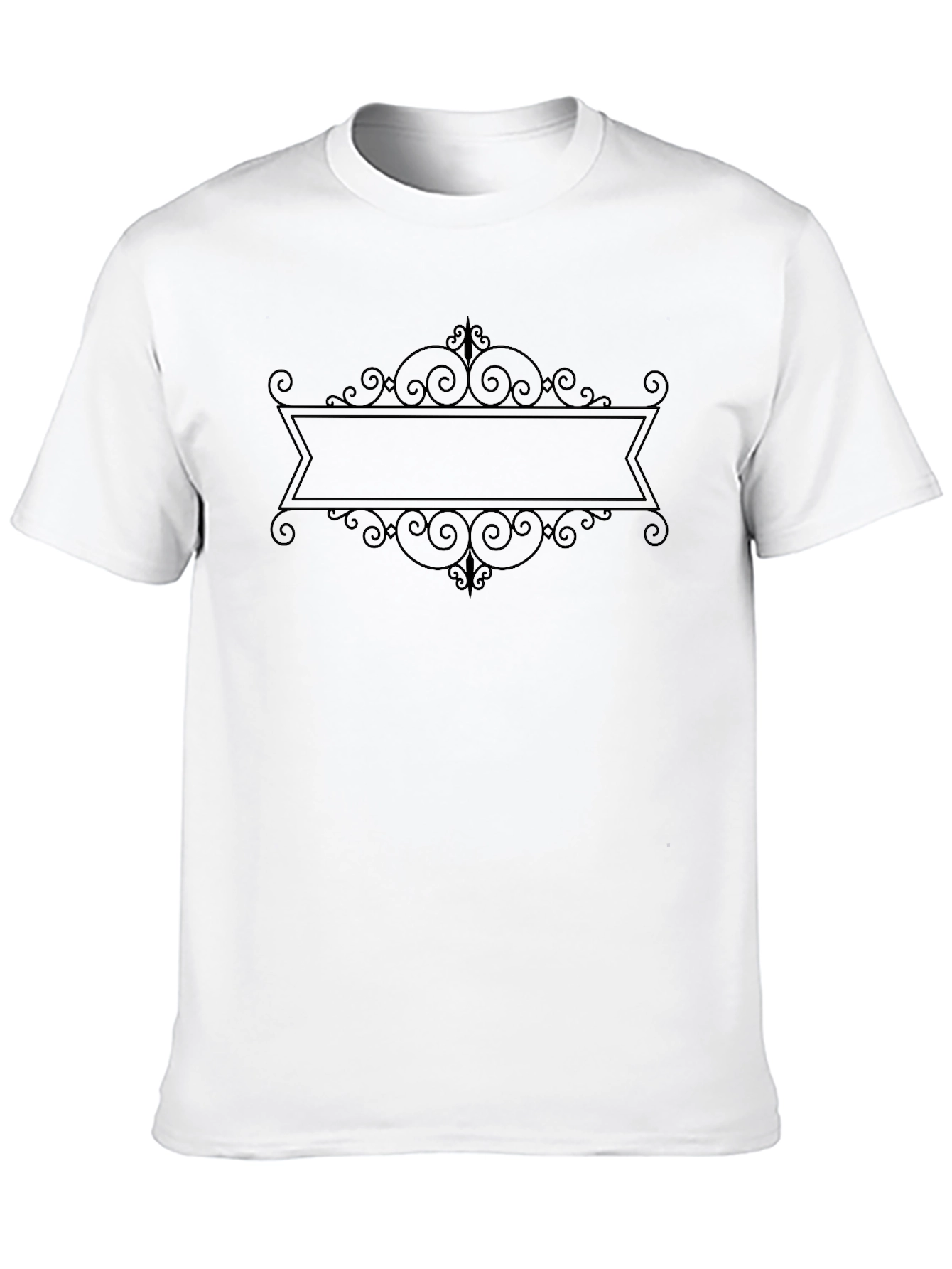 Mens Black Graphic Tee - Ornate Banner Design