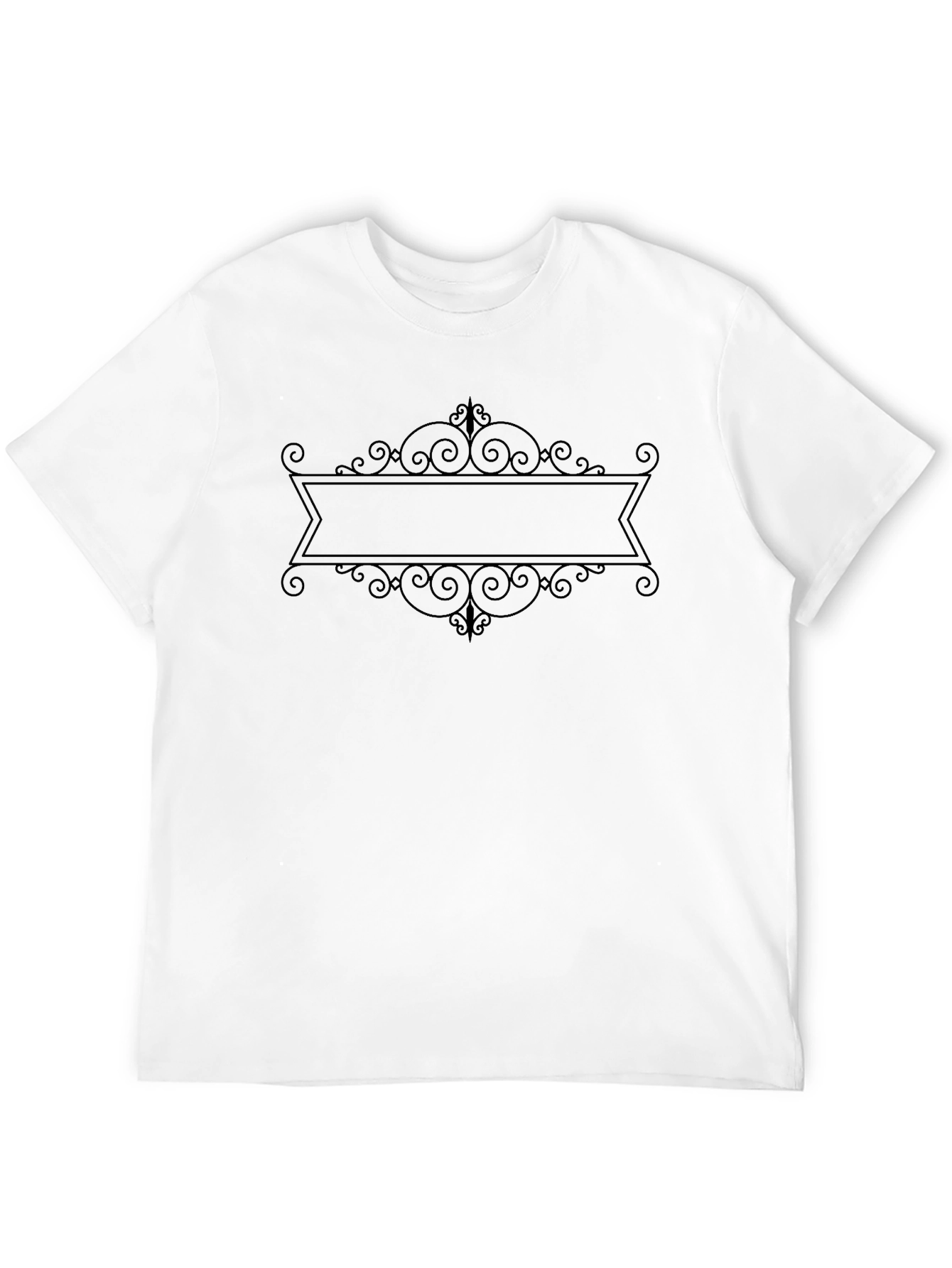 Mens Black Graphic Tee - Ornate Banner Design