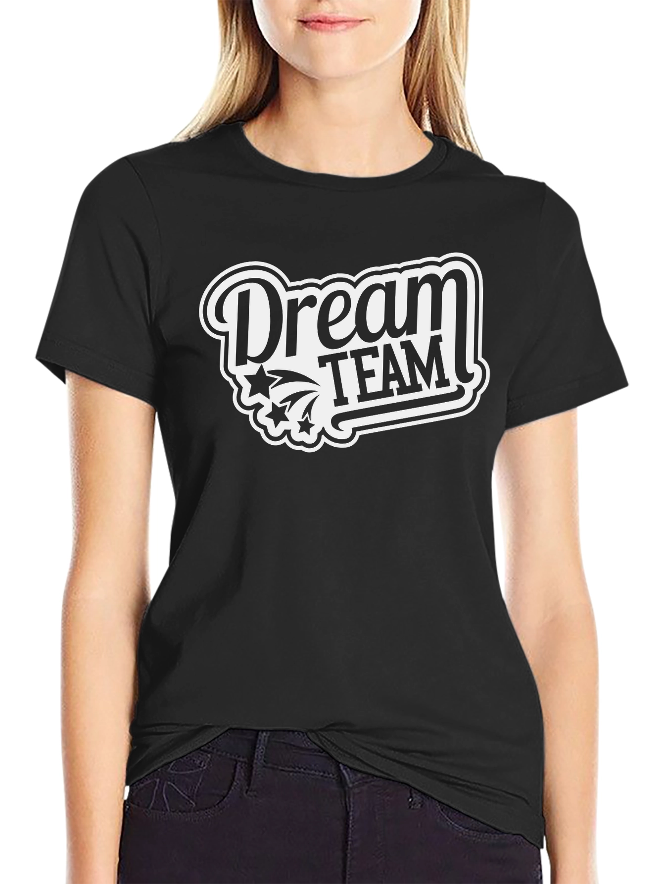 Dream Team Graphic Tee - Black Casual T-Shirt