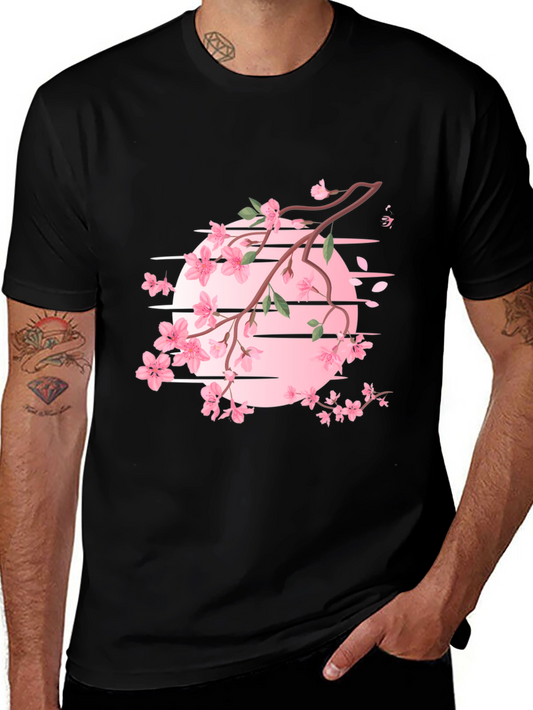 Cherry Blossom Graphic T-Shirt - Black