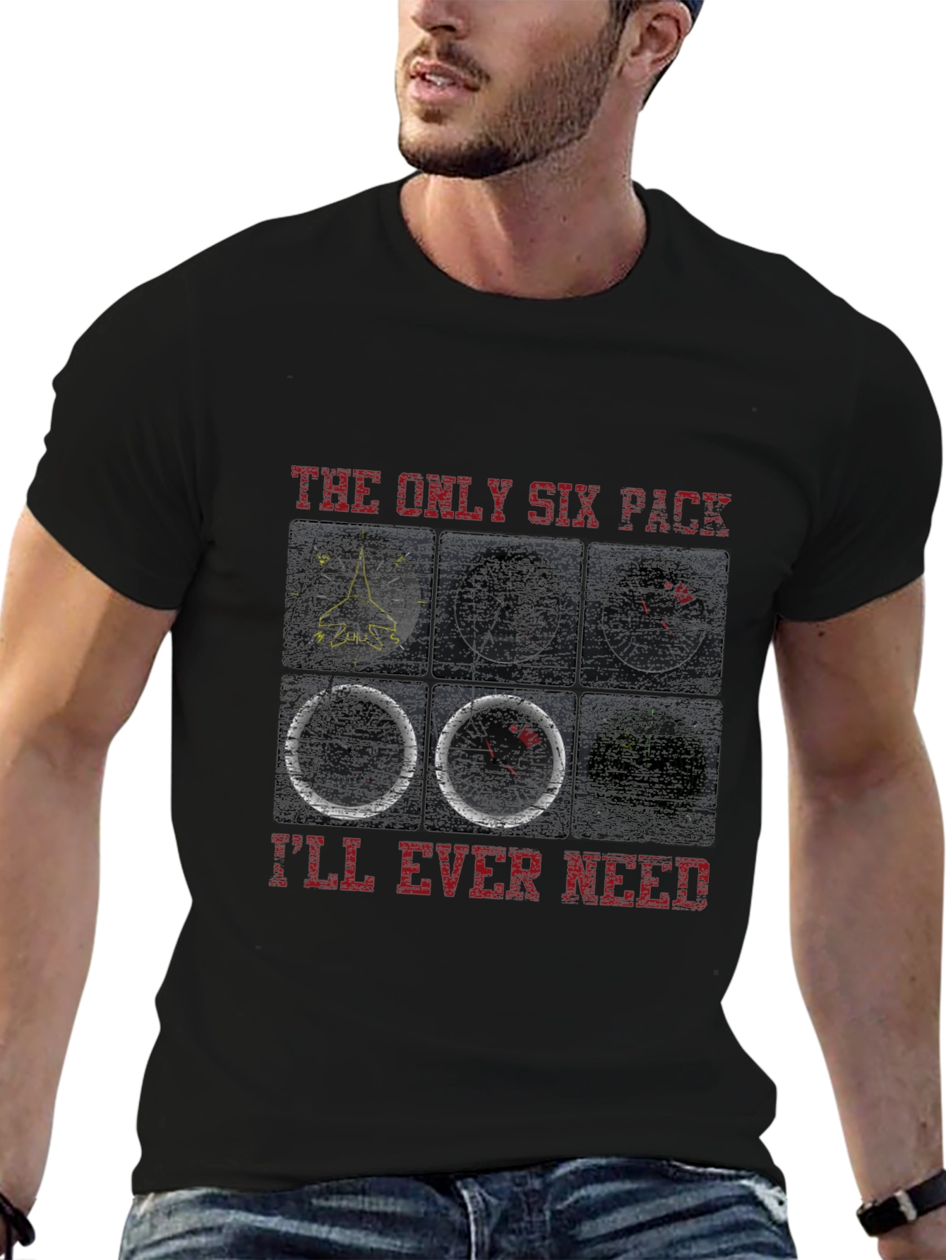 Pilot Six Pack T-Shirt - Aviation Instrument Panel Design