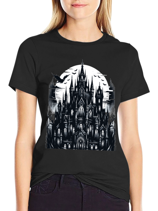 Gothic Castle Graphic Tee - Dark Fantasy T-Shirt