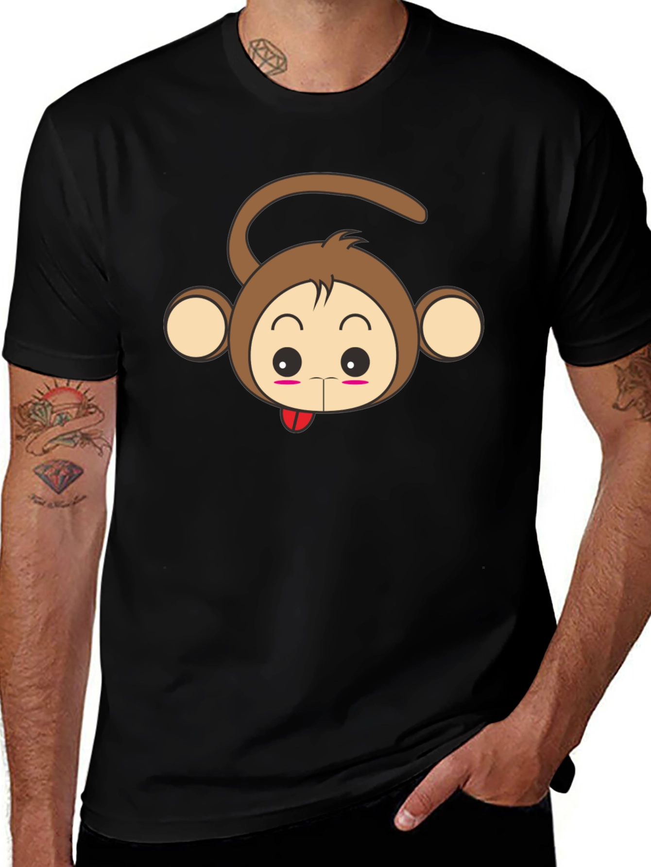 Cute Monkey Graphic Tee - Unisex Black T-Shirt