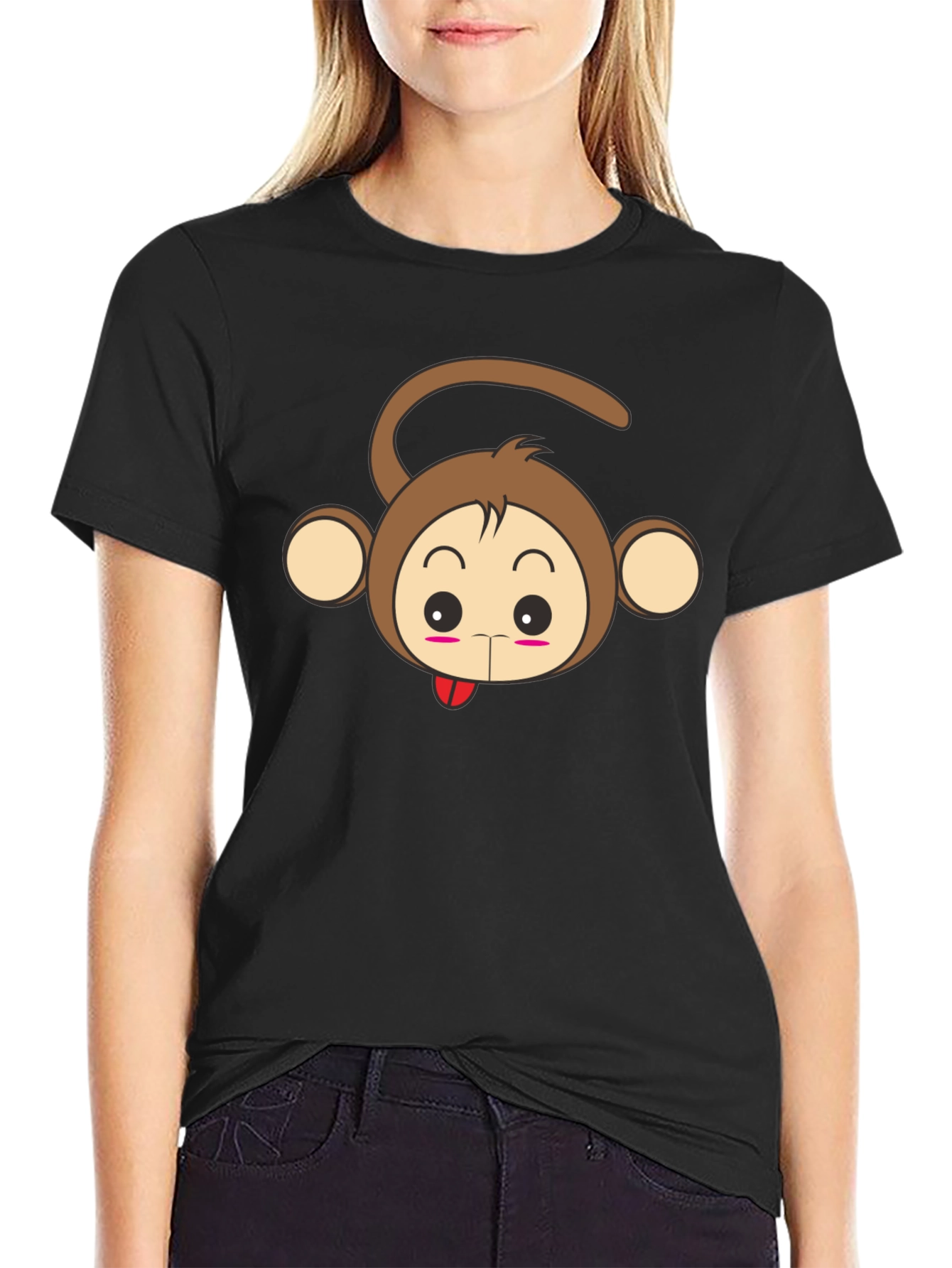 Cute Monkey Graphic Tee - Unisex Black T-Shirt