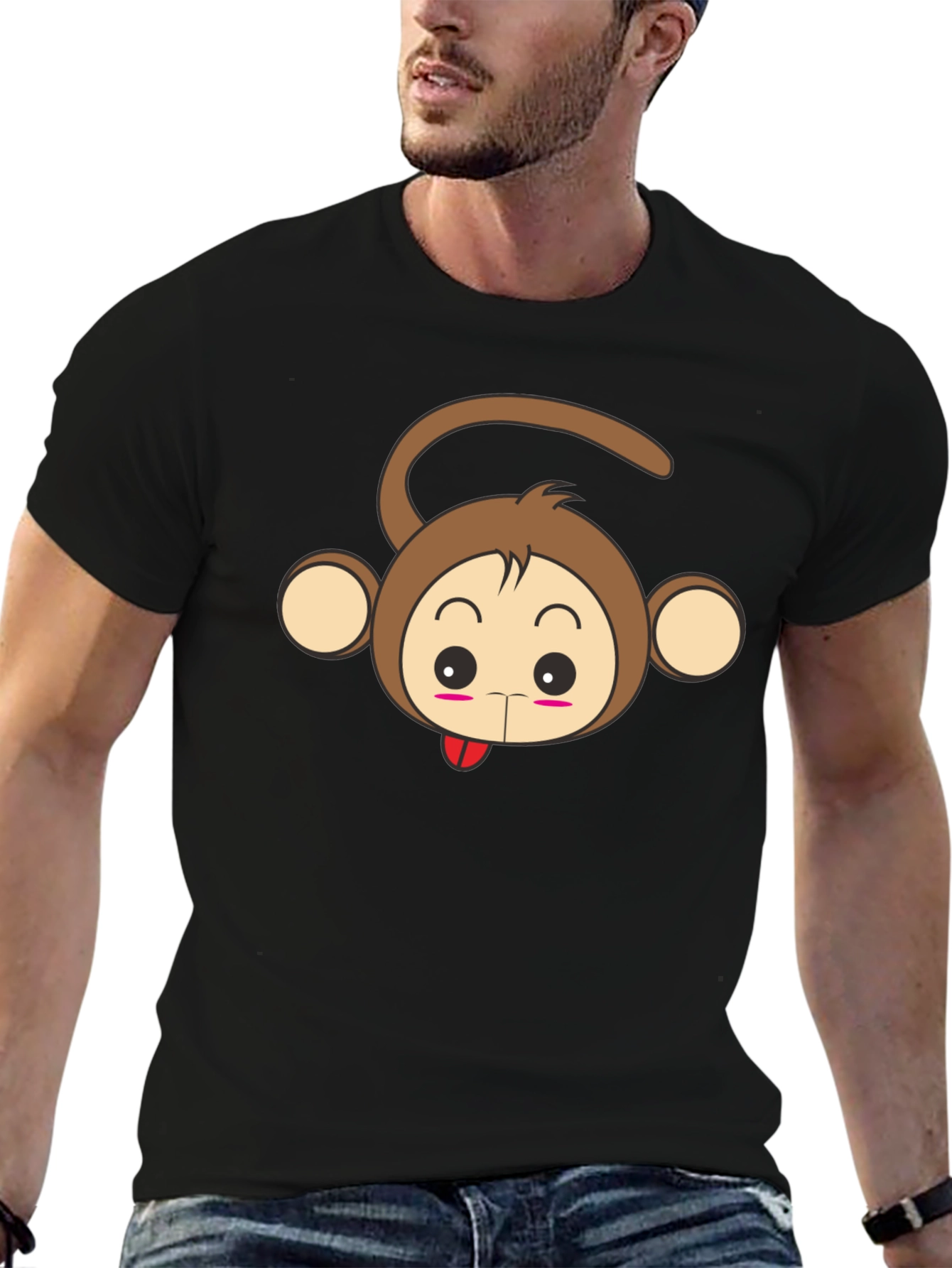 Cute Monkey Graphic Tee - Unisex Black T-Shirt