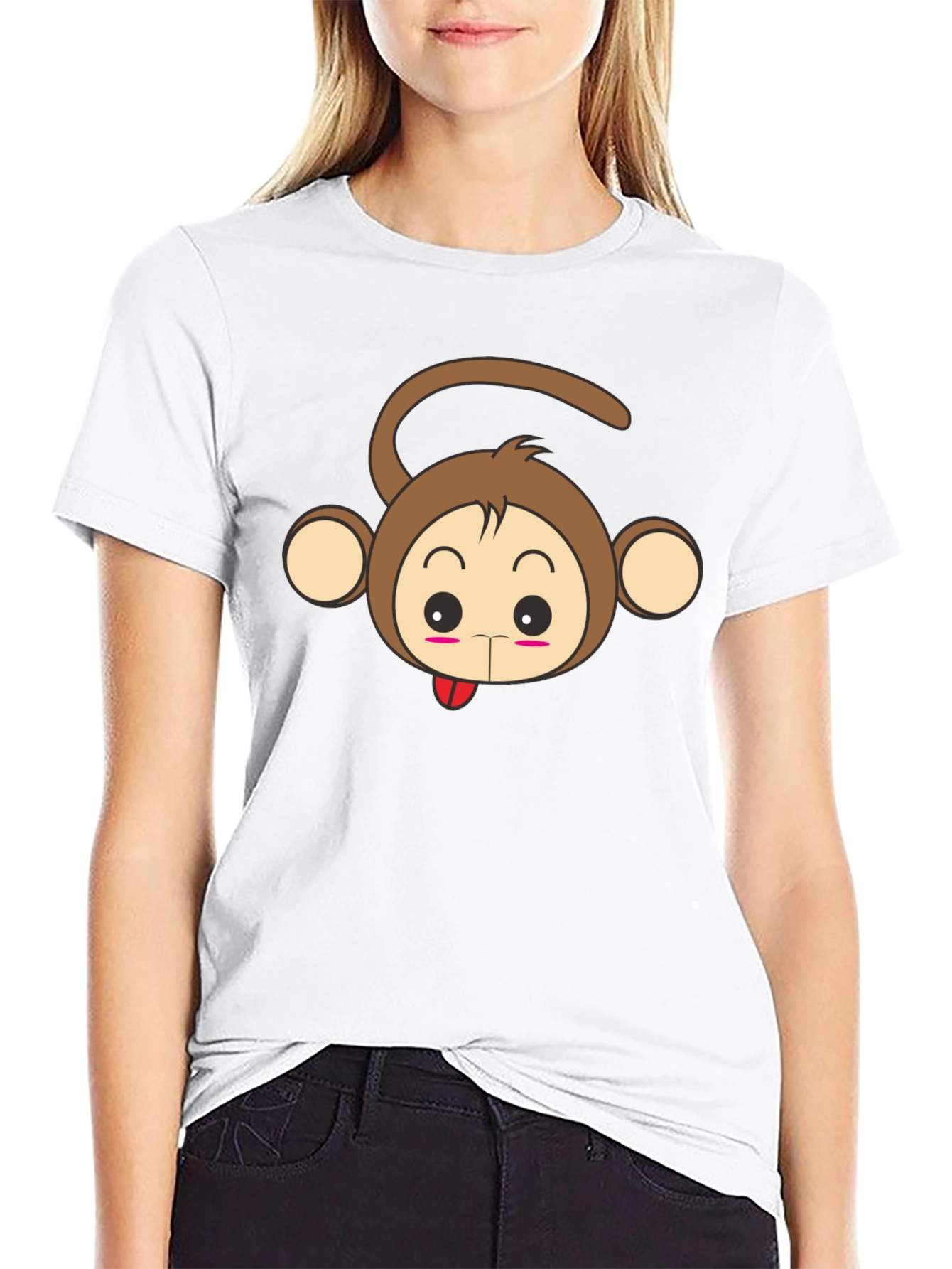 Cute Monkey Graphic Tee - Unisex Black T-Shirt