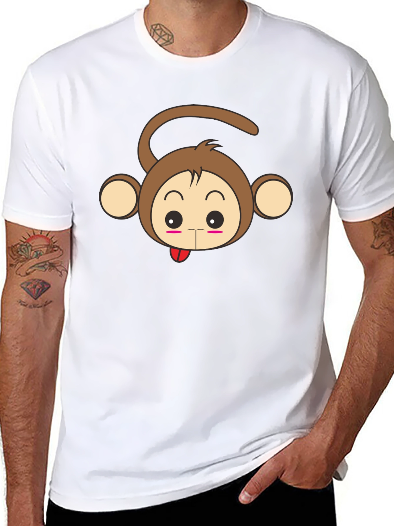 Cute Monkey Graphic Tee - Unisex Black T-Shirt