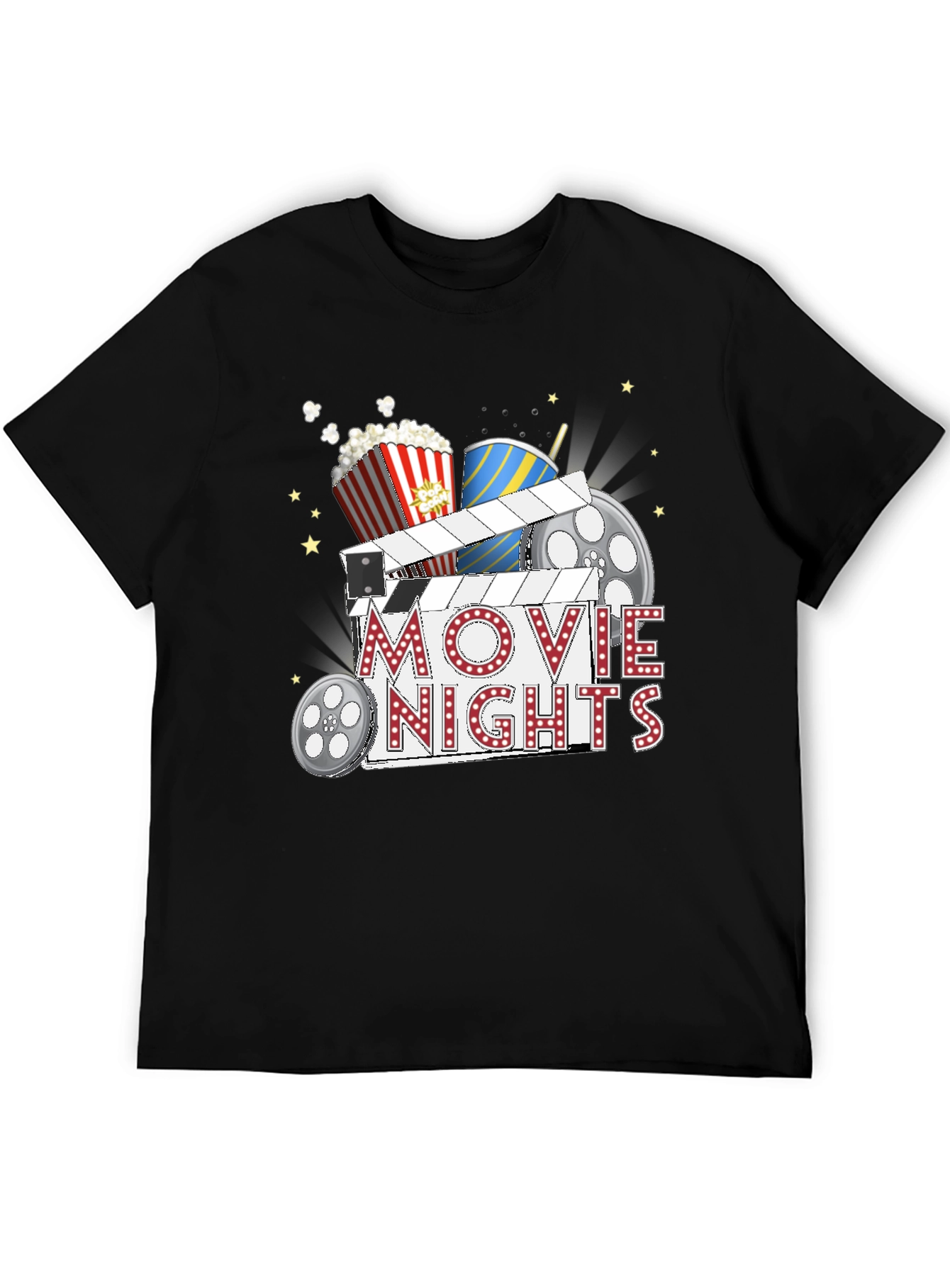 Movie Nights Graphic T-Shirt - Black Cotton Tee