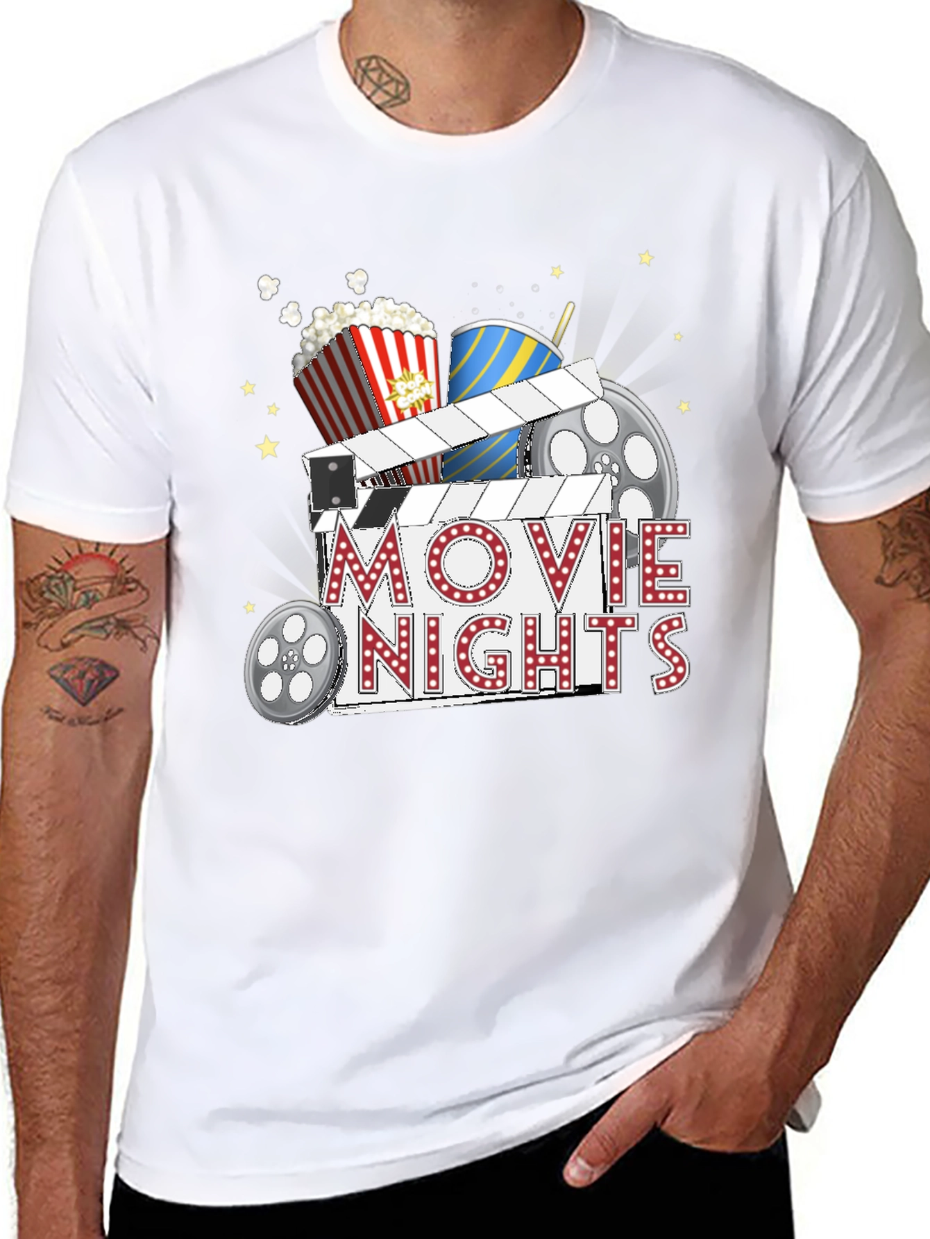 Movie Nights Graphic T-Shirt - Black Cotton Tee