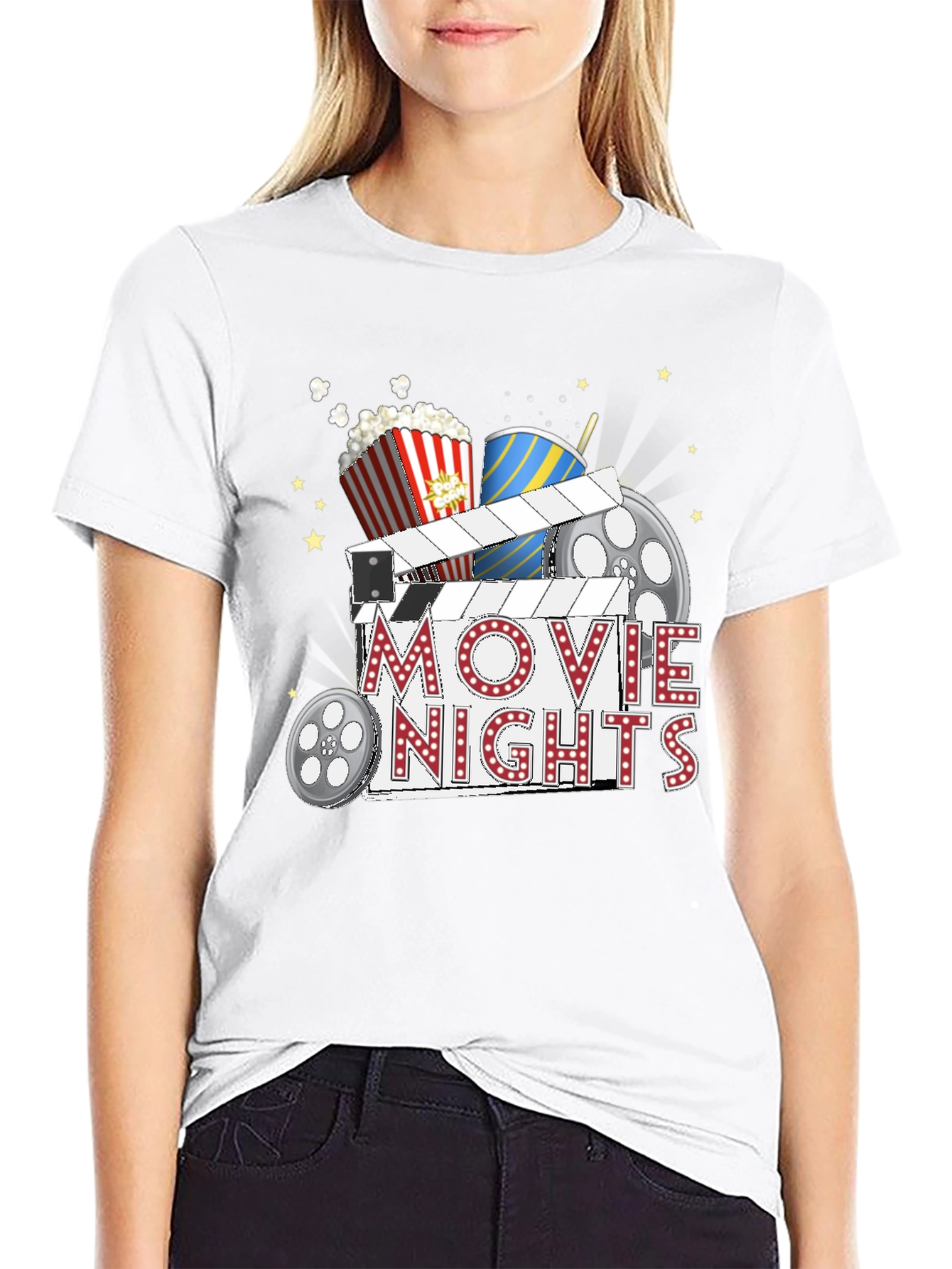 Movie Nights Graphic T-Shirt - Black Cotton Tee