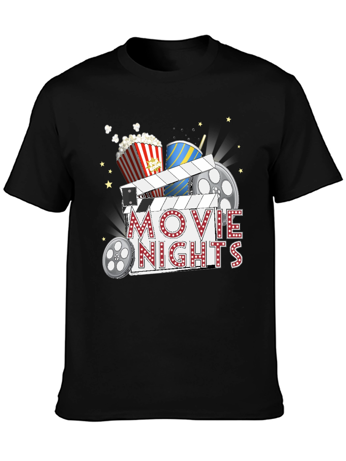Movie Nights Graphic T-Shirt - Black Cotton Tee