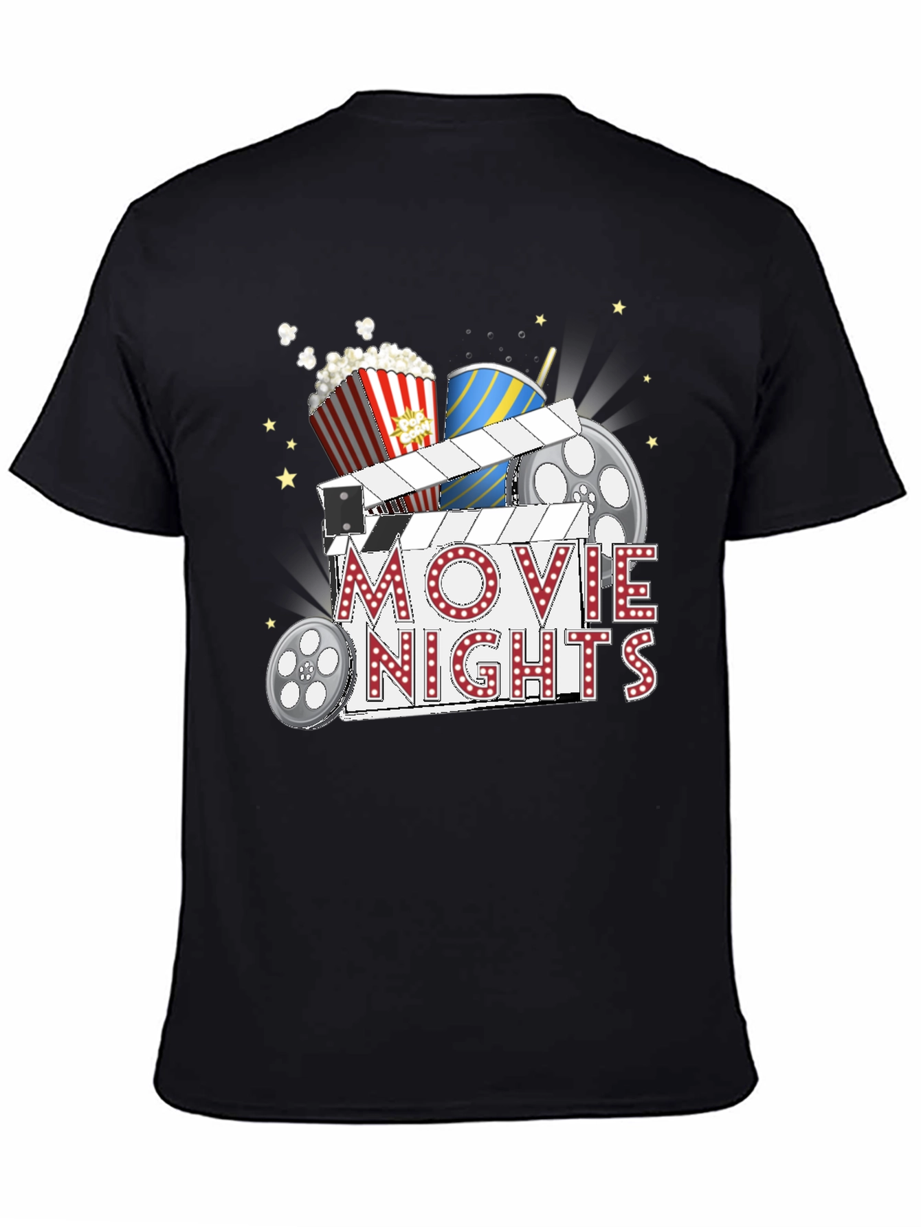 Movie Nights Graphic T-Shirt - Black Cotton Tee