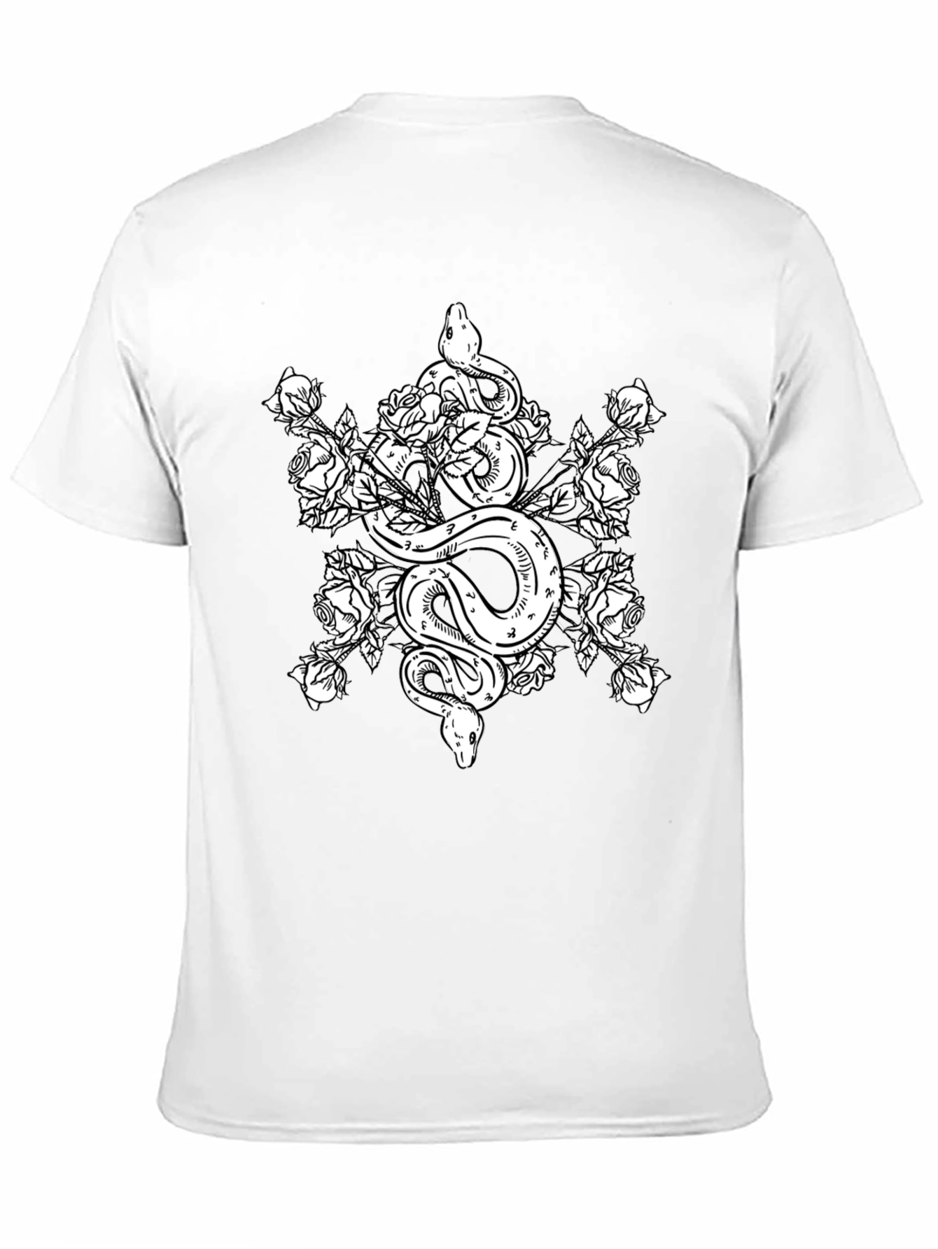 Snake & Roses Graphic Tee - Black Cotton T-Shirt