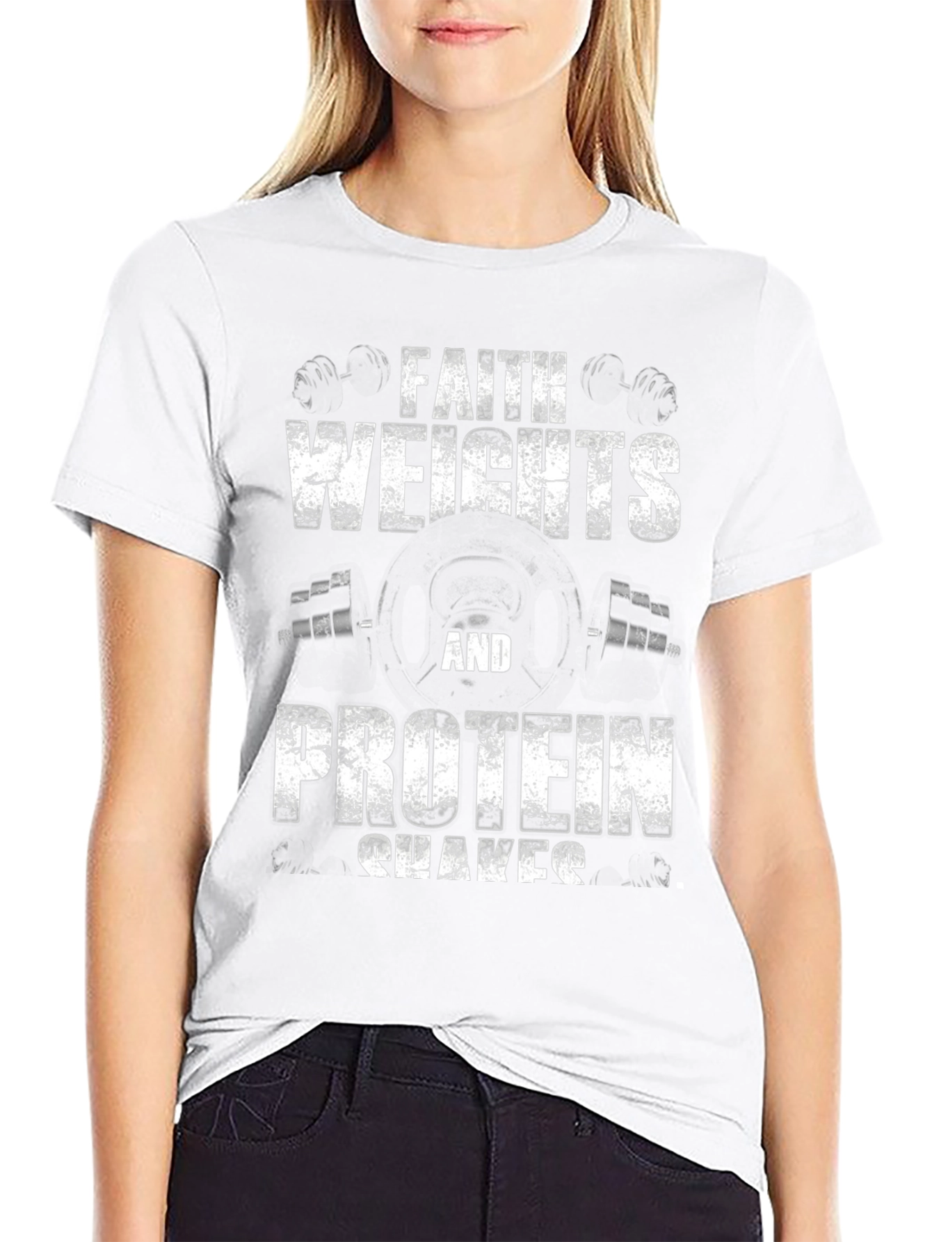 Faith Weights and Protein Shakes Graphic T-Shirt