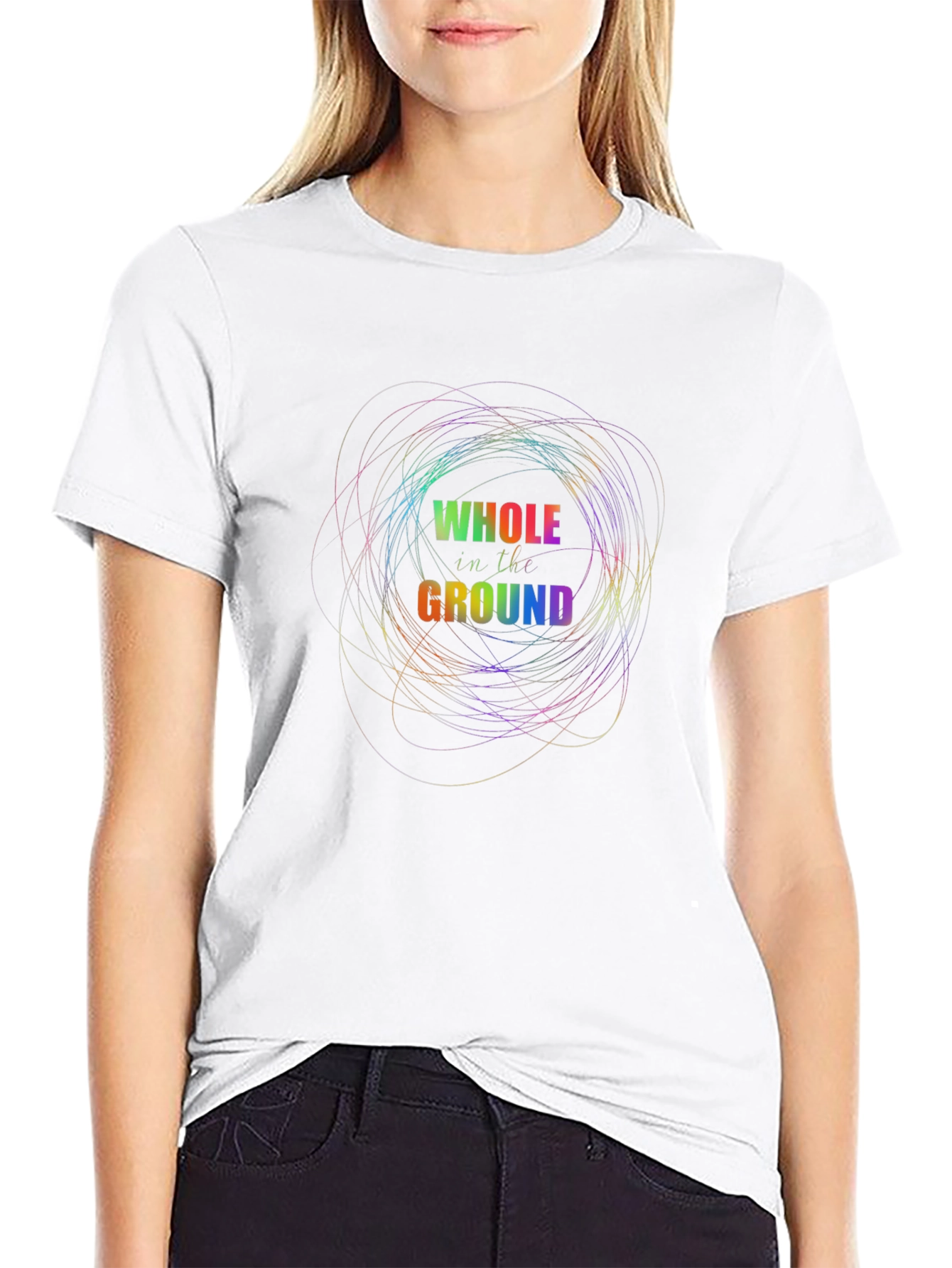 Rainbow Whole in the Ground Graphic Black T-Shirt