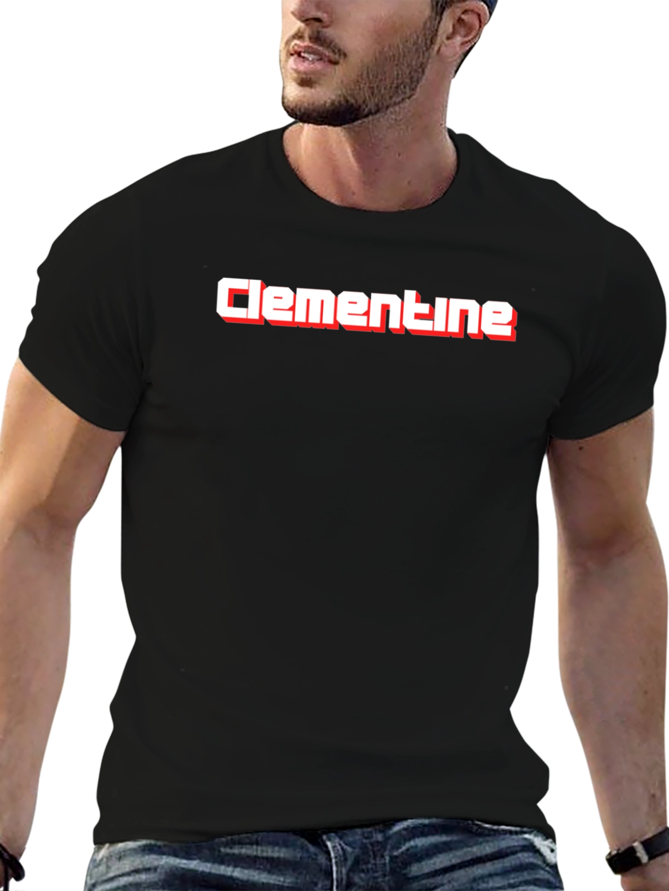 Clementine Graphic Tee - Black Cotton Blend T-Shirt