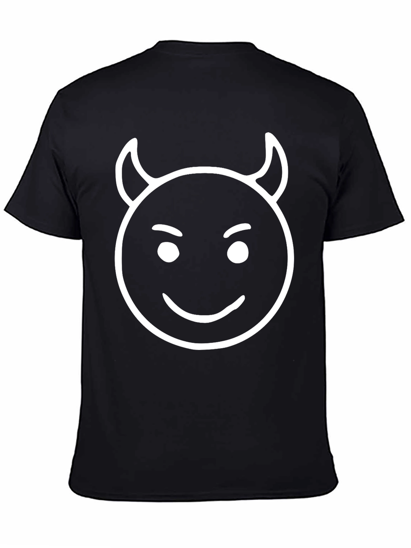 Devil Emoji Graphic Tee - Black Cotton T-Shirt