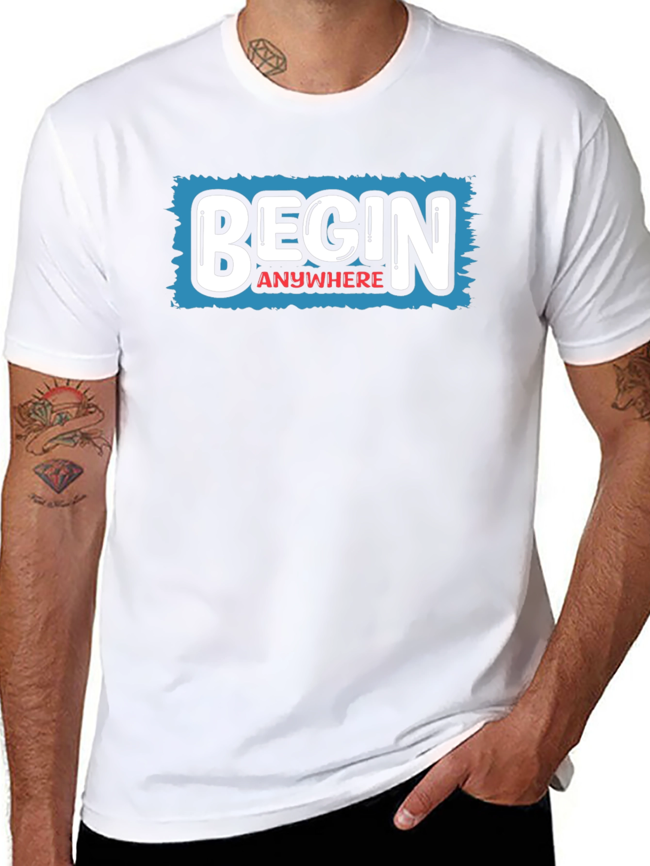 Begin Anywhere Graphic Tee - Motivational Black T-Shirt