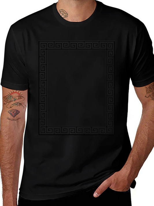 Geometric Border Black T-Shirt