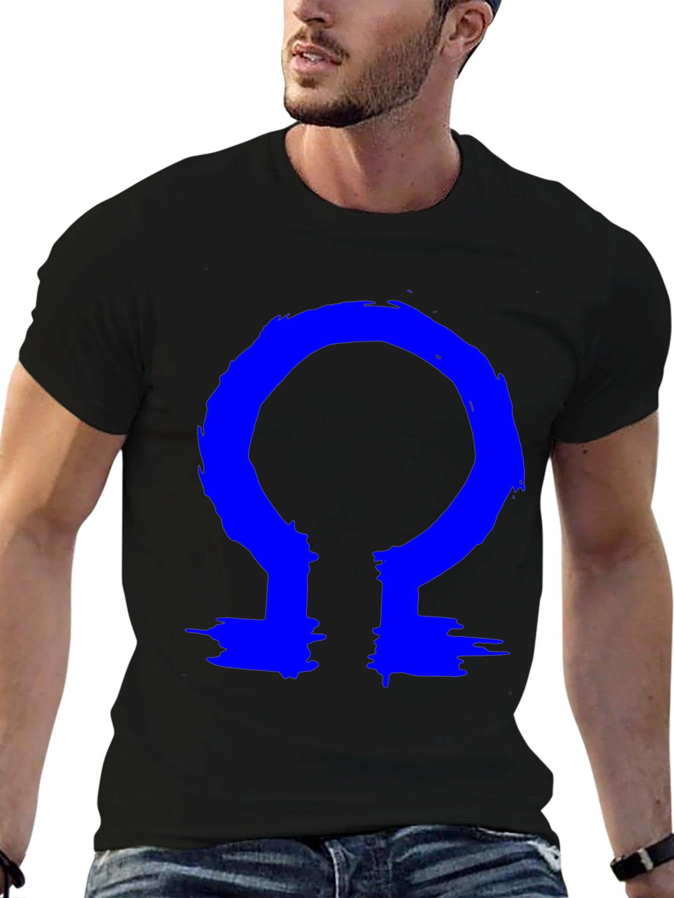 Omega Symbol T-Shirt - Bold Blue Design