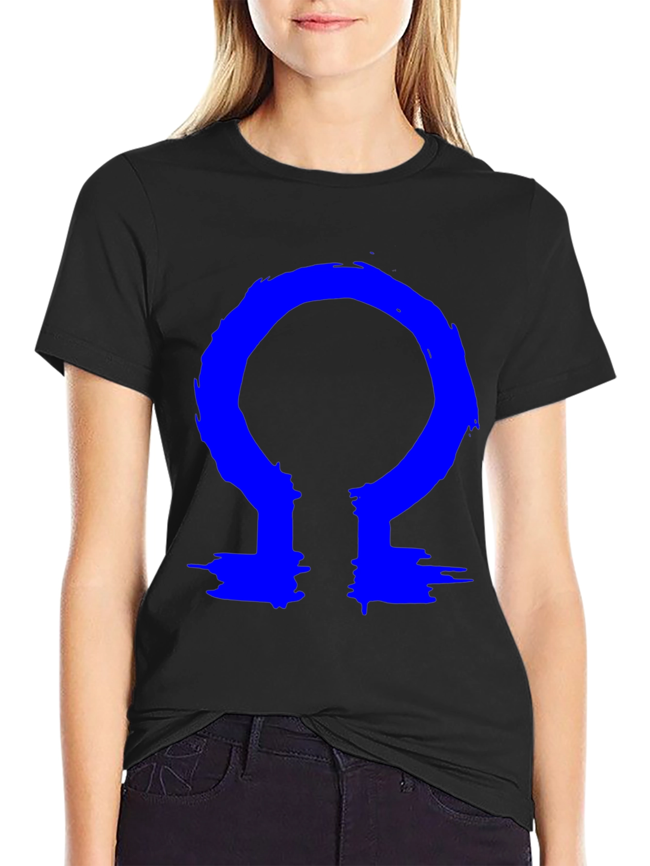 Omega Symbol T-Shirt - Bold Blue Design