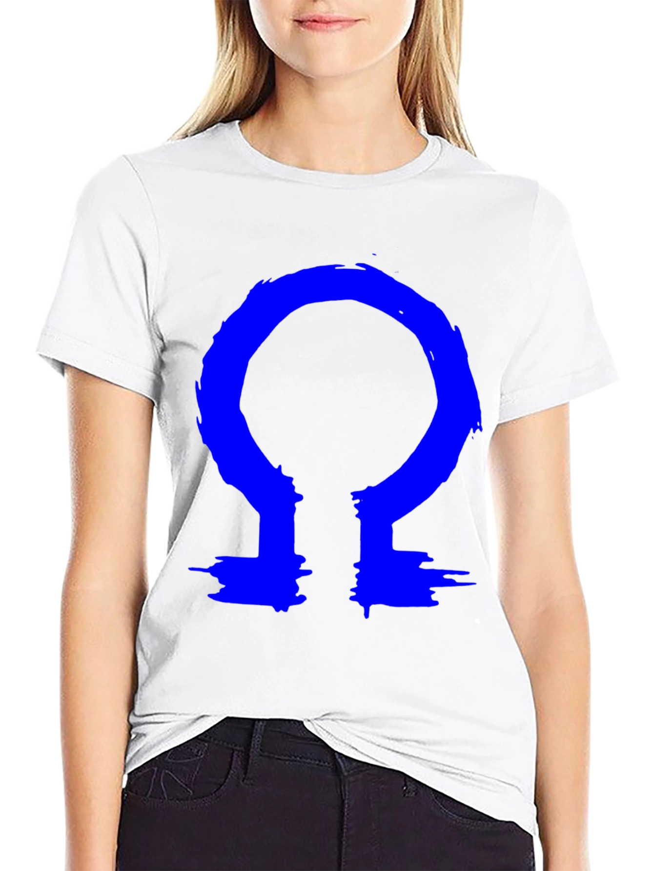 Omega Symbol T-Shirt - Bold Blue Design