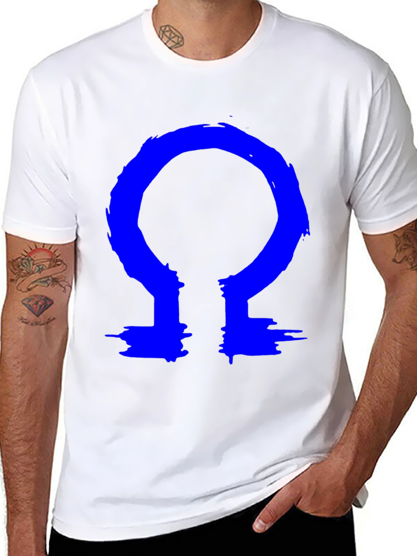 Omega Symbol T-Shirt - Bold Blue Design