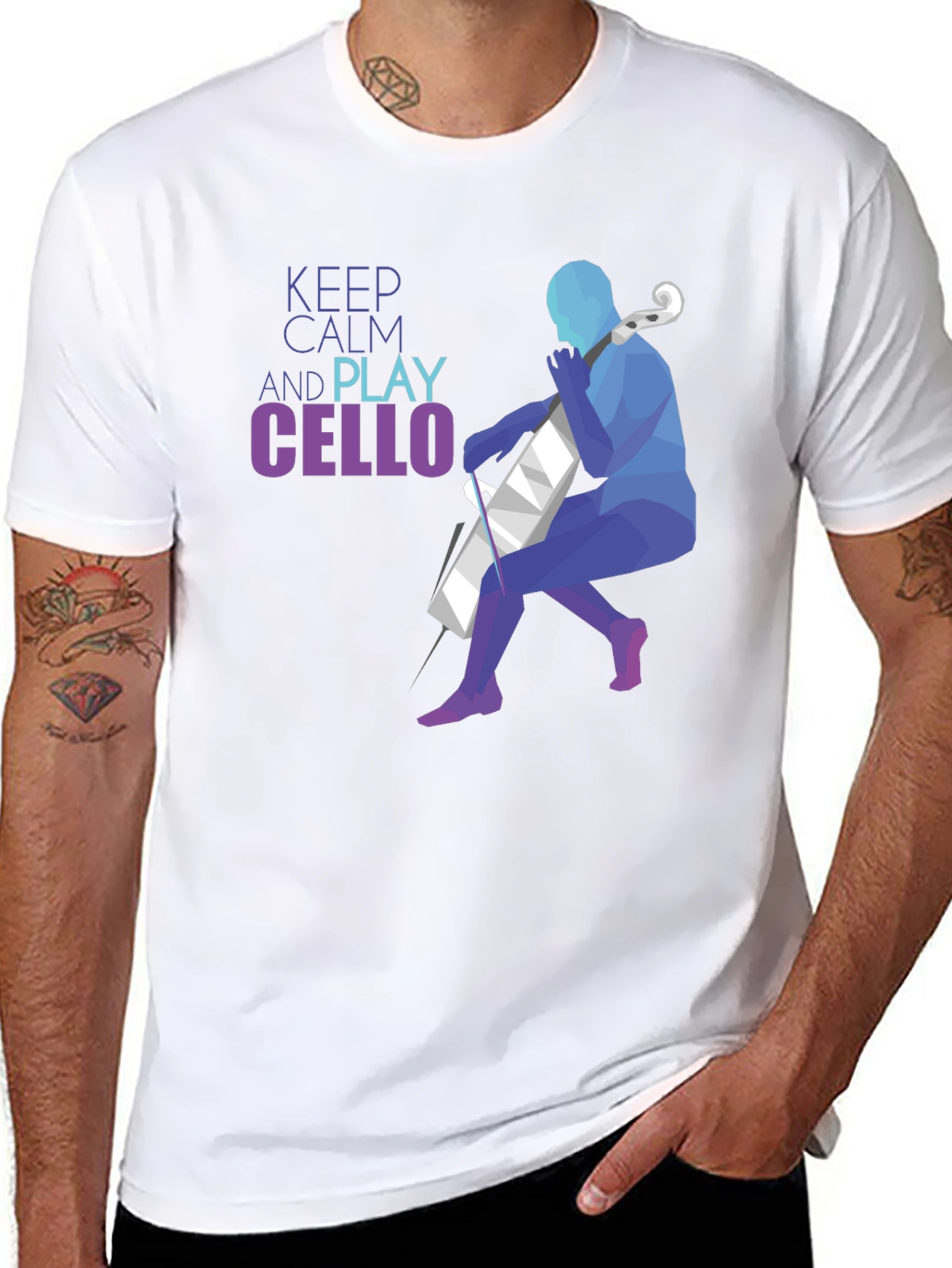 Keep Calm and Play Cello Graphic T-Shirt