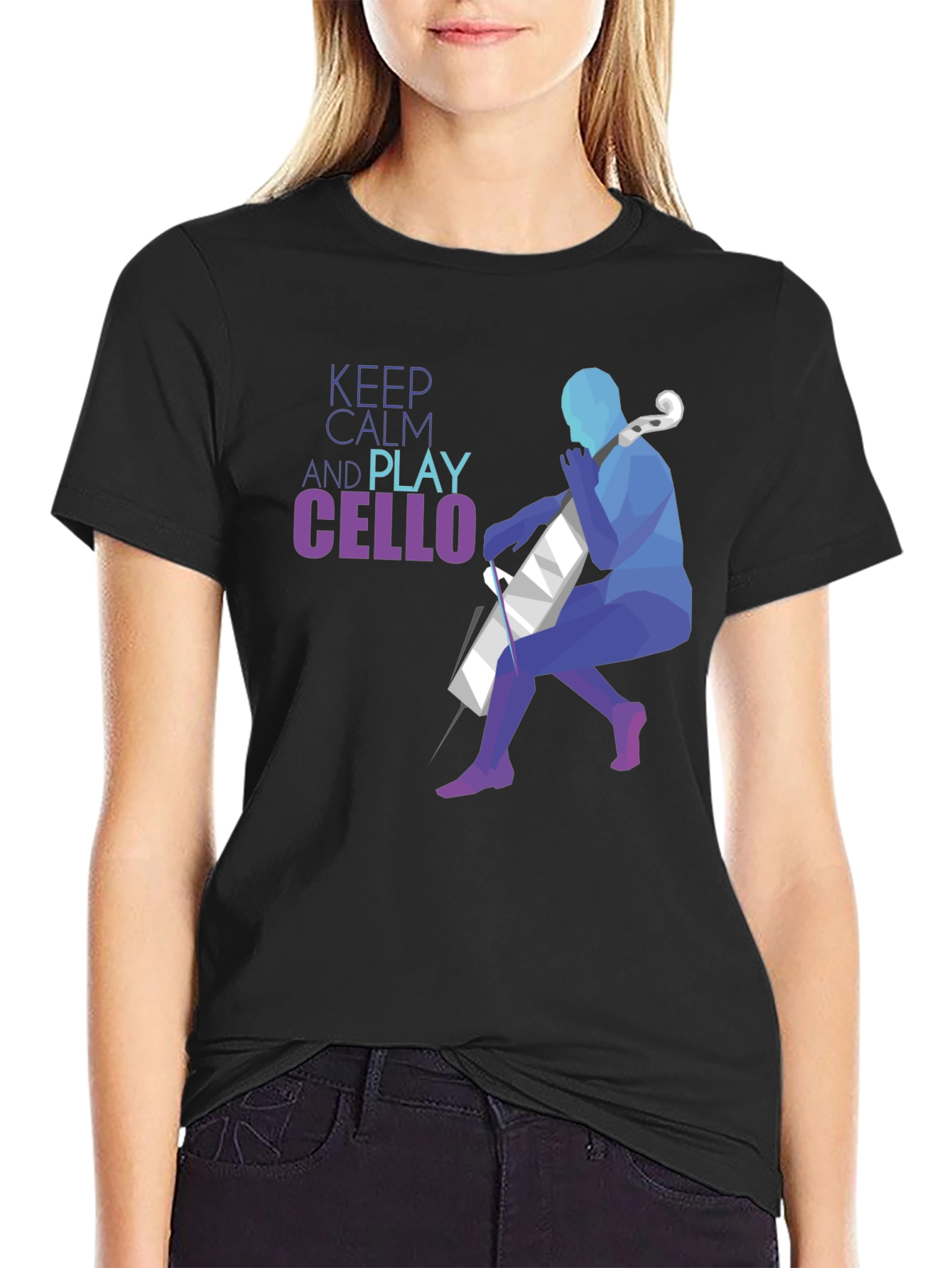 Keep Calm and Play Cello Graphic T-Shirt