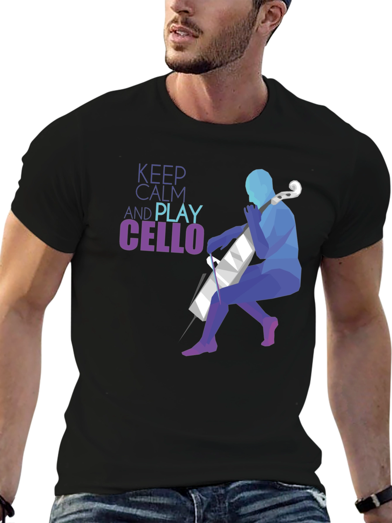 Keep Calm and Play Cello Graphic T-Shirt
