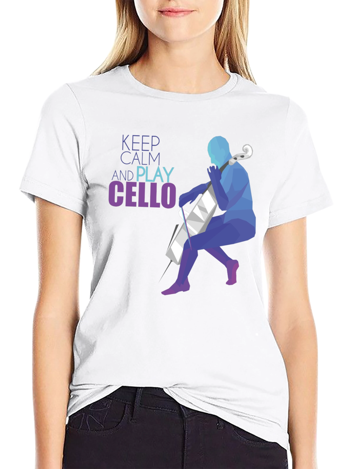 Keep Calm and Play Cello Graphic T-Shirt