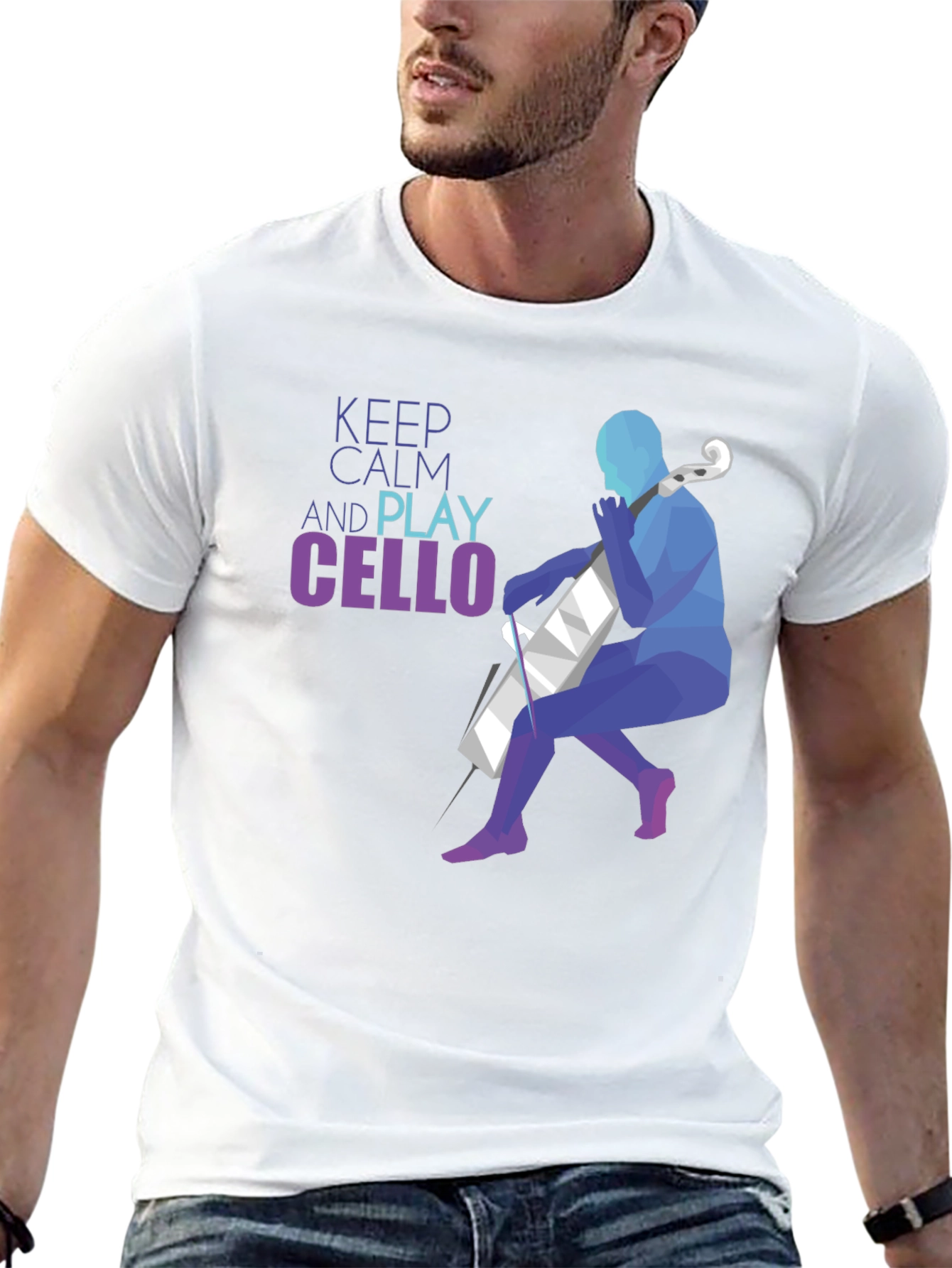 Keep Calm and Play Cello Graphic T-Shirt