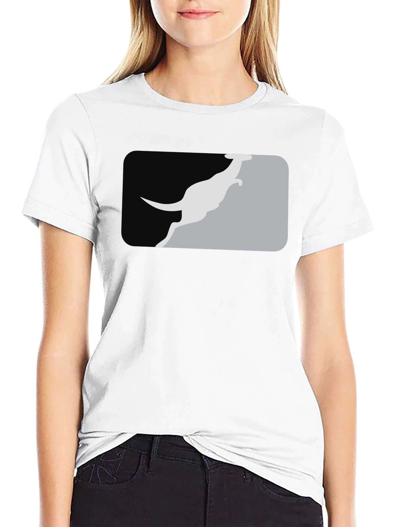 Kangaroo Silhouette Graphic Tee - Black Casual Shirt