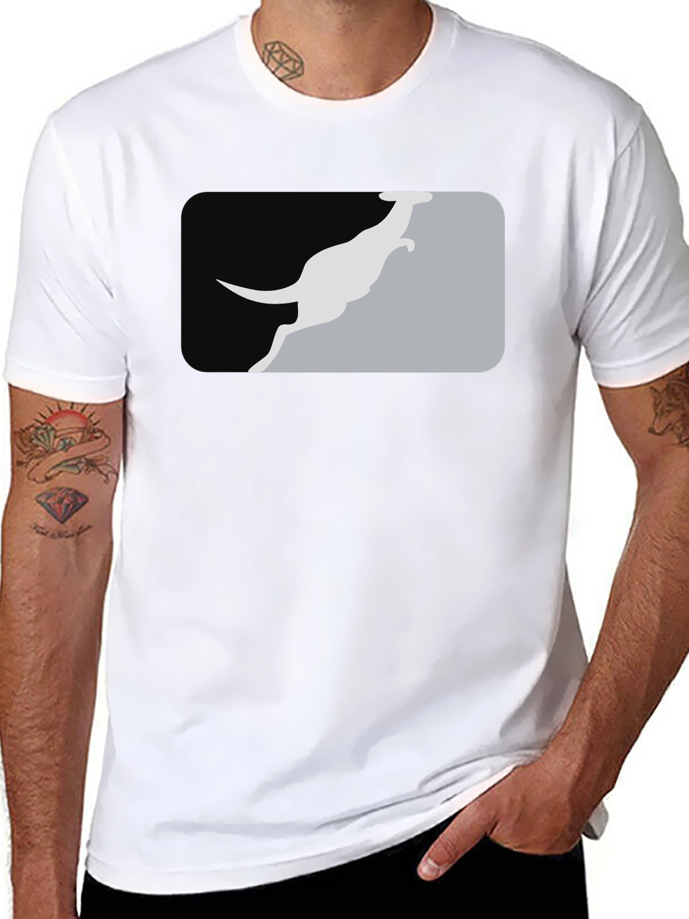 Kangaroo Silhouette Graphic Tee - Black Casual Shirt