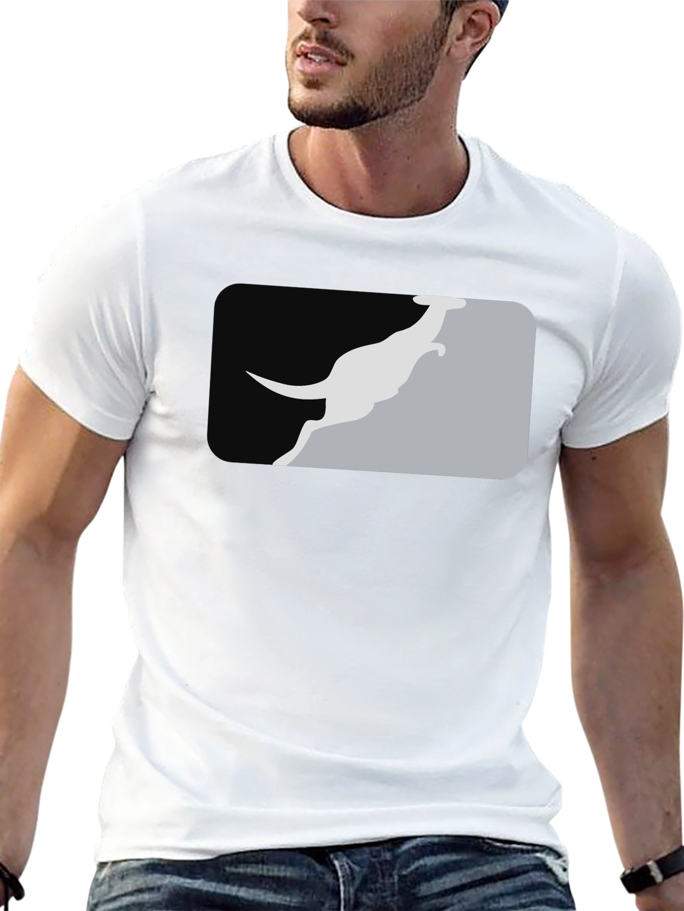 Kangaroo Silhouette Graphic Tee - Black Casual Shirt