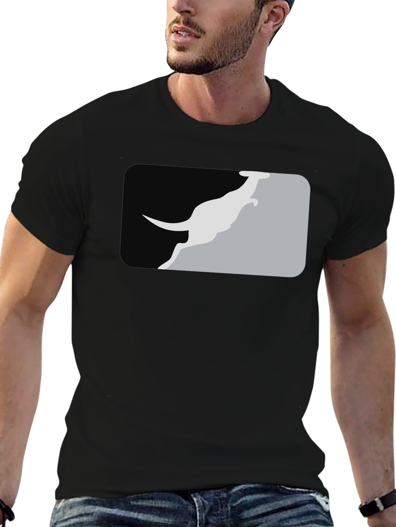 Kangaroo Silhouette Graphic Tee - Black Casual Shirt