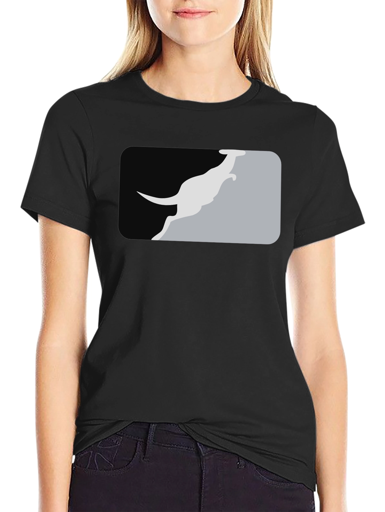 Kangaroo Silhouette Graphic Tee - Black Casual Shirt