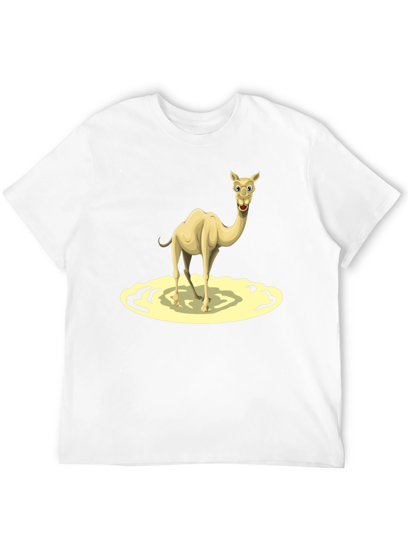 Camel Cartoon Graphic Tee - Black Cotton T-Shirt
