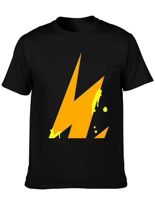 Bold Lightning Bolt Graphic Tee - Black Cotton Comfort