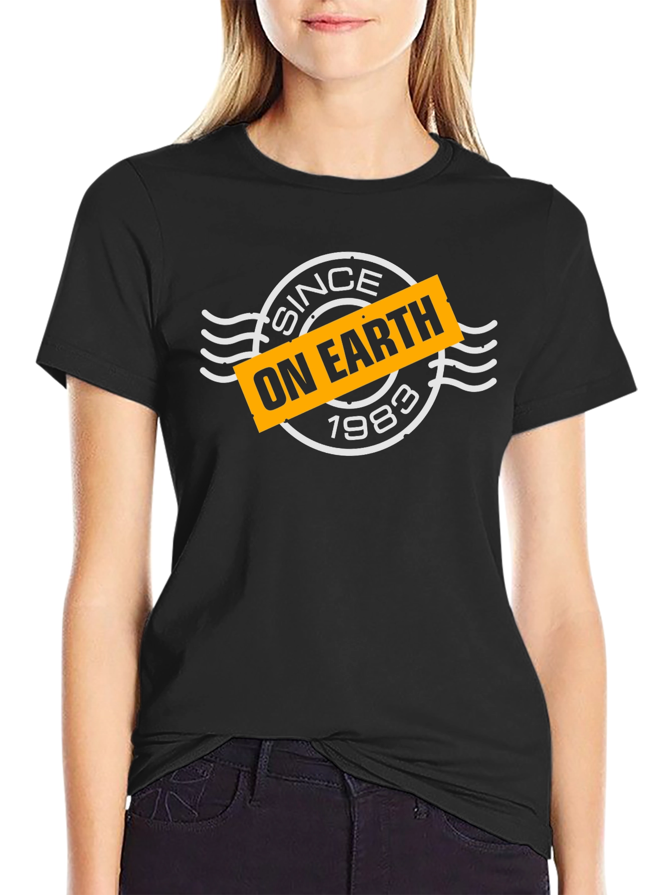 Since On Earth 1983 Black Graphic Tee