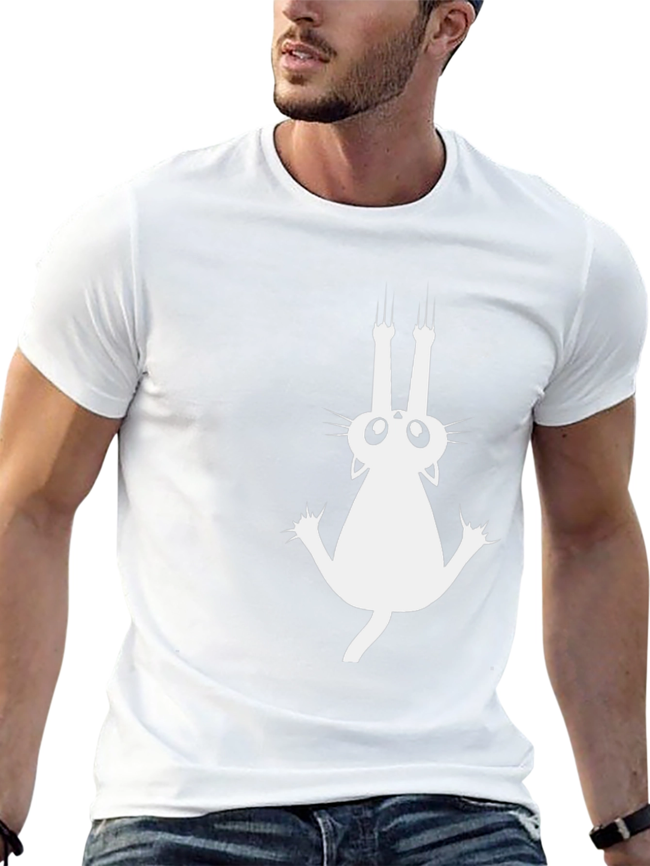 Climbing Cat Graphic Tee - Black Cotton Comfort