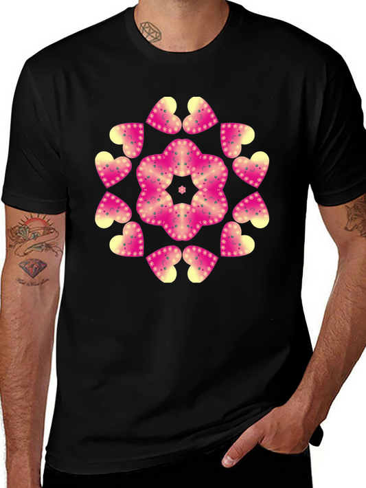 Heart Mandala Graphic Black T-Shirt