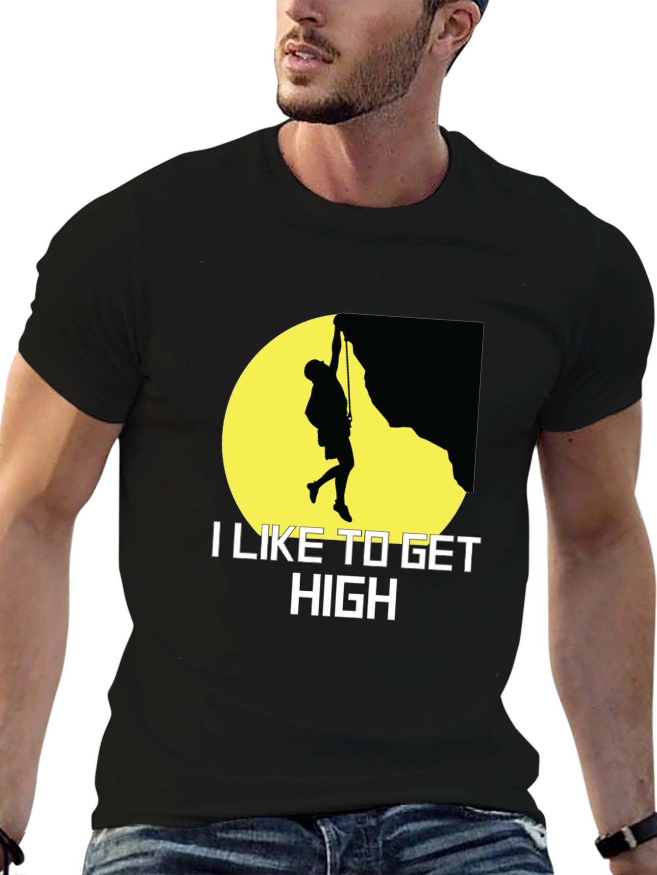 I Like to Get High Rock Climbing Graphic T-Shirt