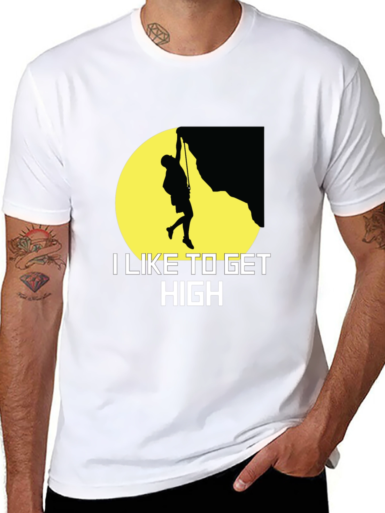 I Like to Get High Rock Climbing Graphic T-Shirt
