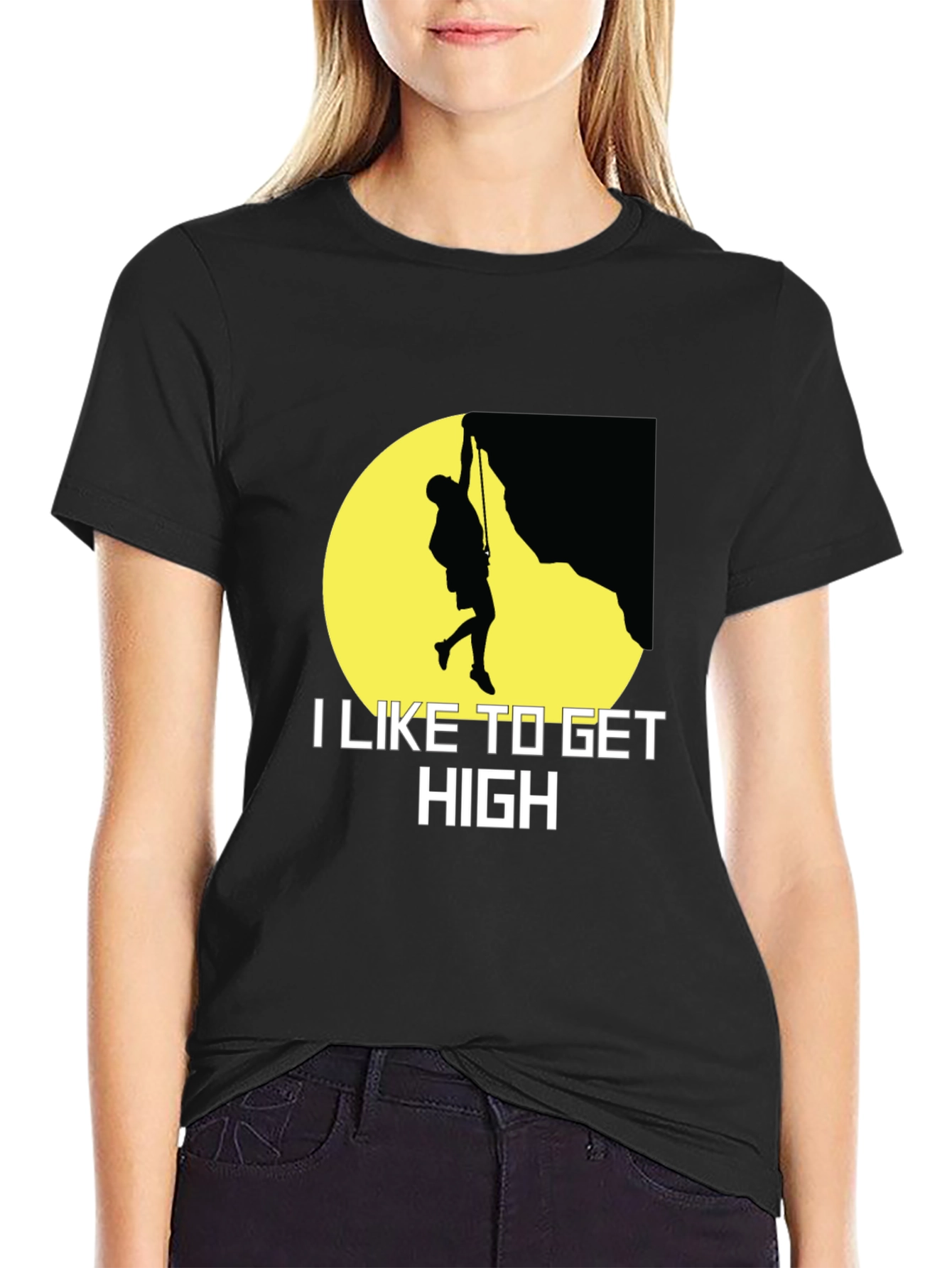 I Like to Get High Rock Climbing Graphic T-Shirt