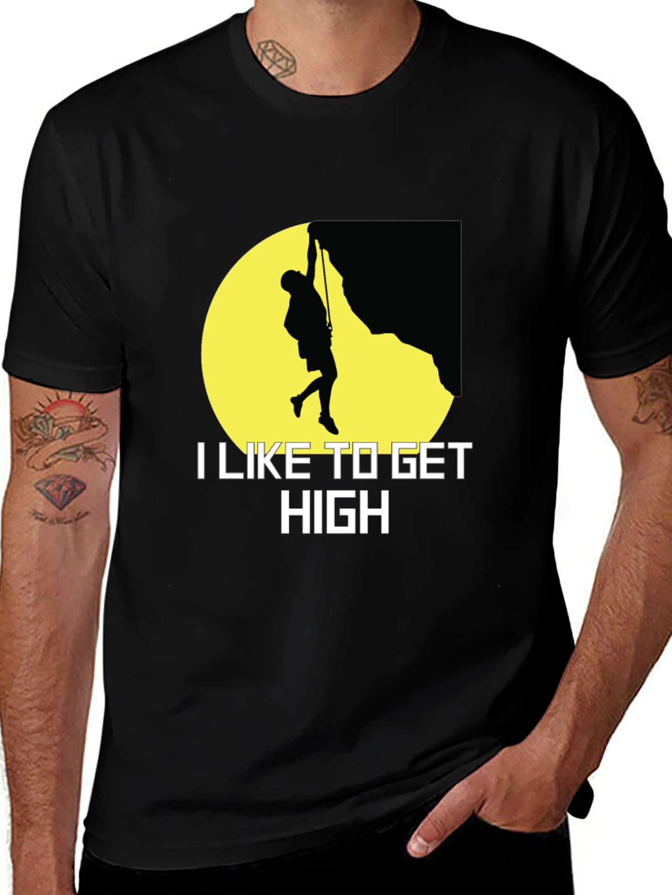 I Like to Get High Rock Climbing Graphic T-Shirt