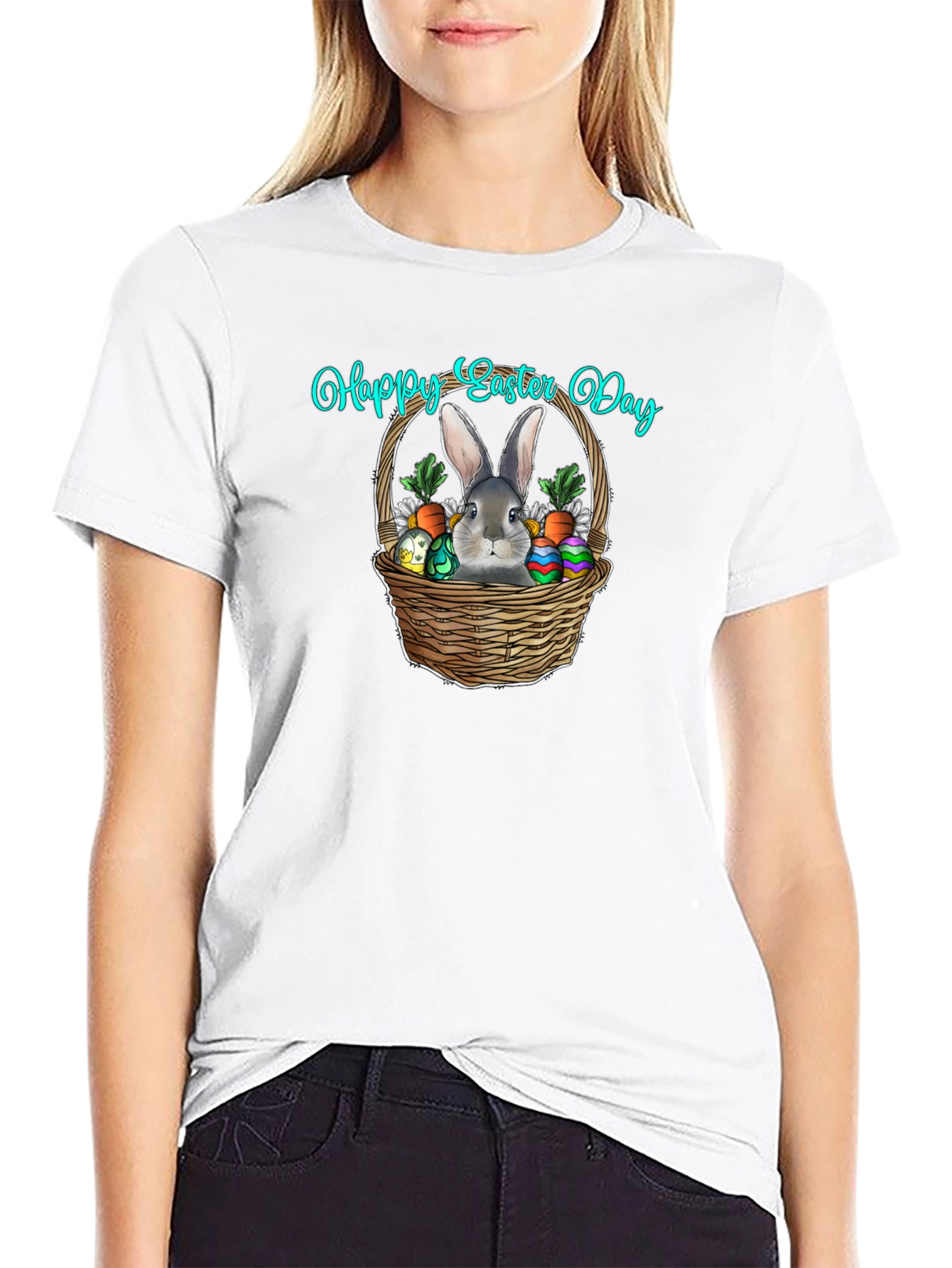 Happy Easter Day Rabbit Basket T-Shirt