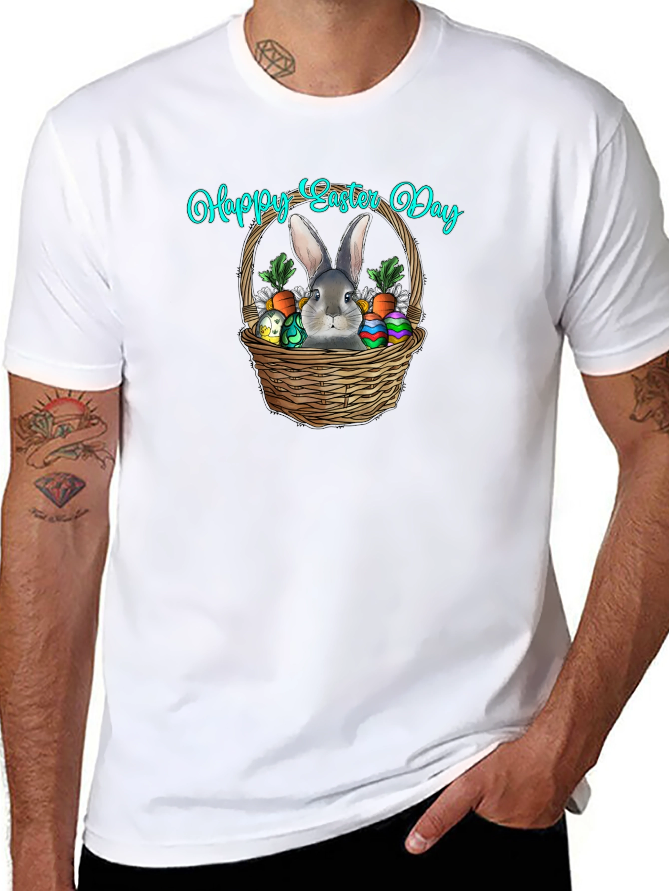 Happy Easter Day Rabbit Basket T-Shirt